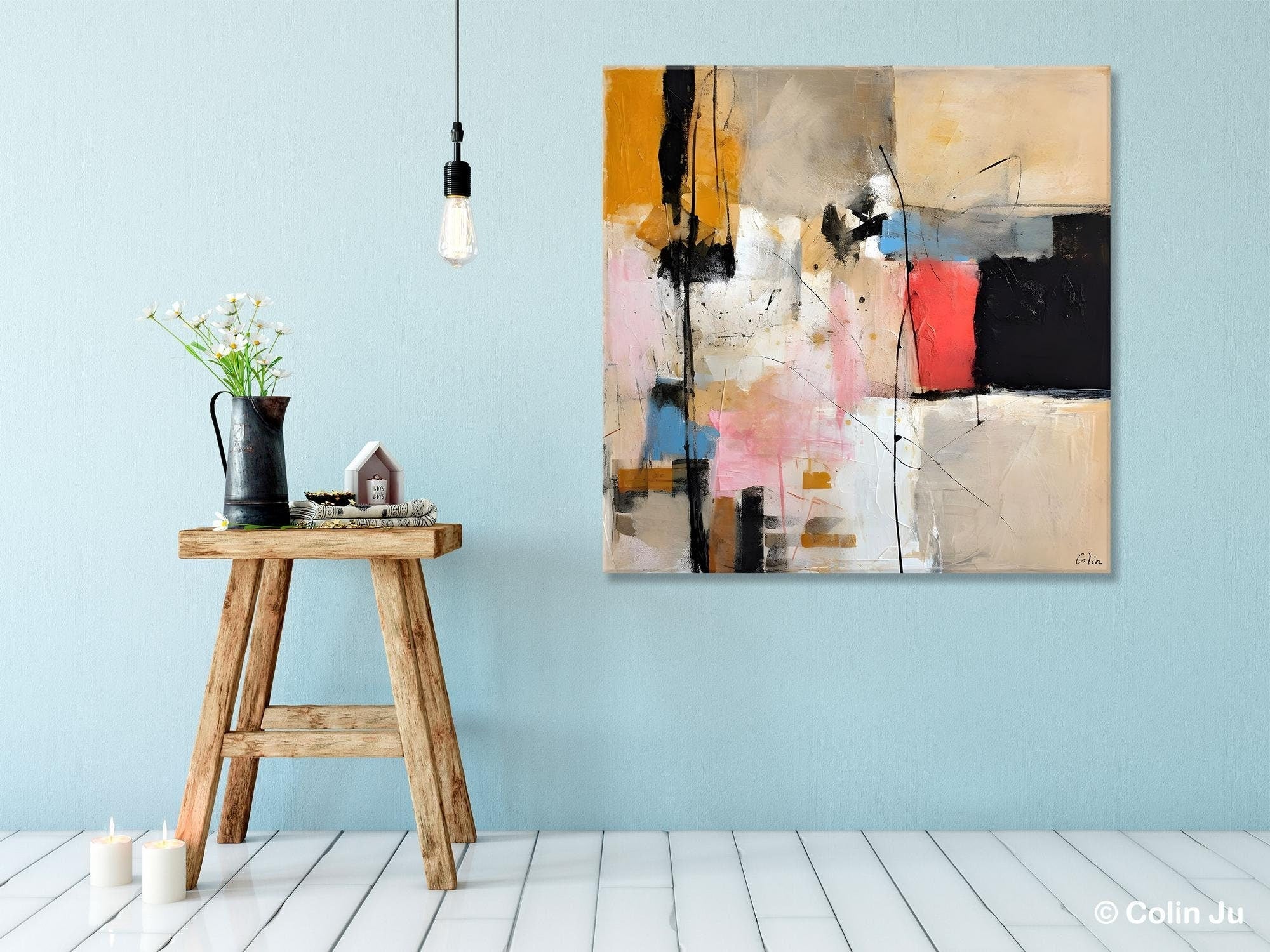 Contemporary Canvas Art - Modern Acrylic Abstract Paintings with Heavy Texture | Large Wall Art for Bedroom Decor & Living Room | Original Handmade Artwork for Home & Office