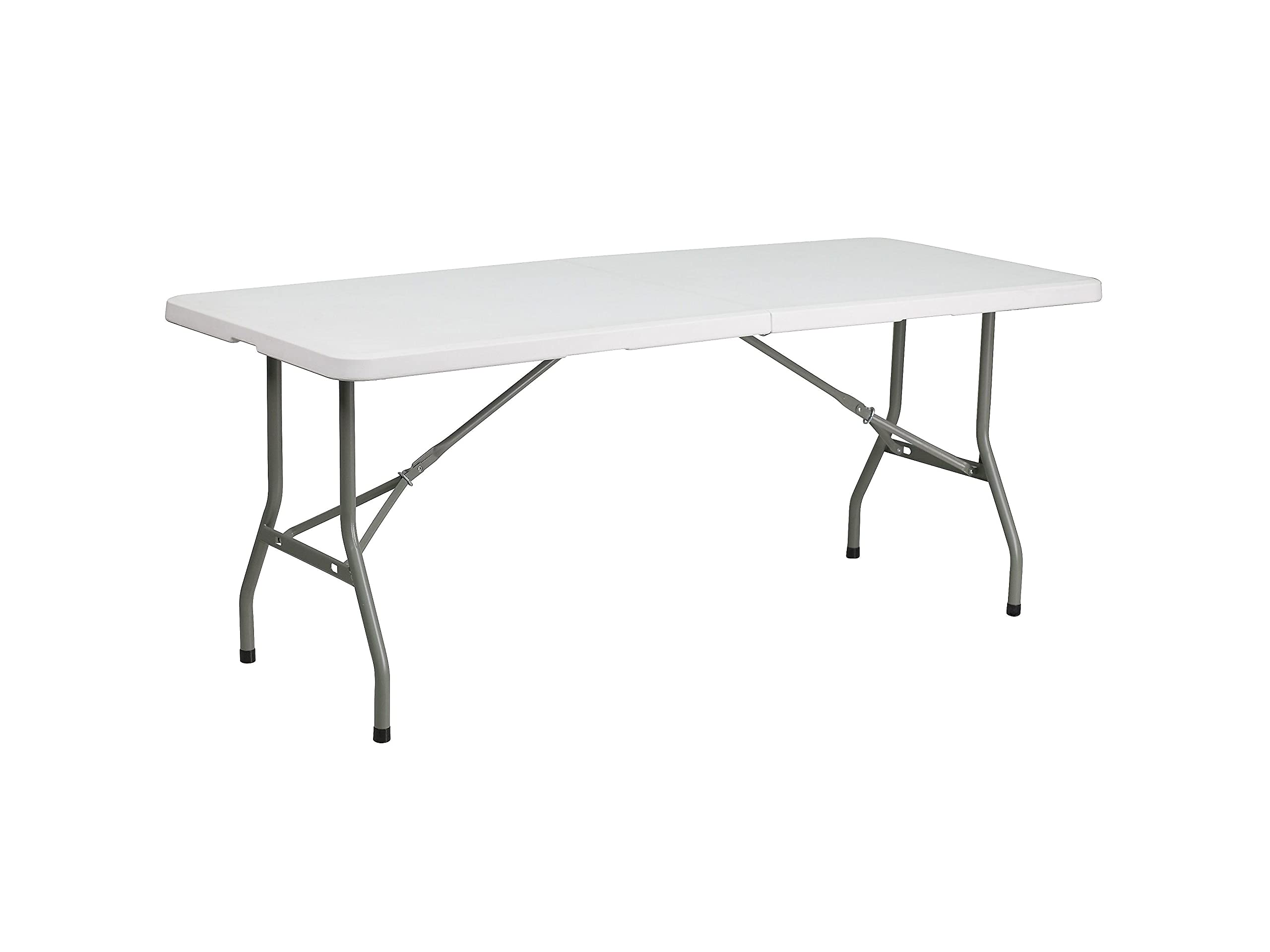 Flash Furniture Kathryn 6-Foot Bi-Fold Granite White Plastic Folding Table - Heavy Duty Portable Table for Parties, Events, and Home Use