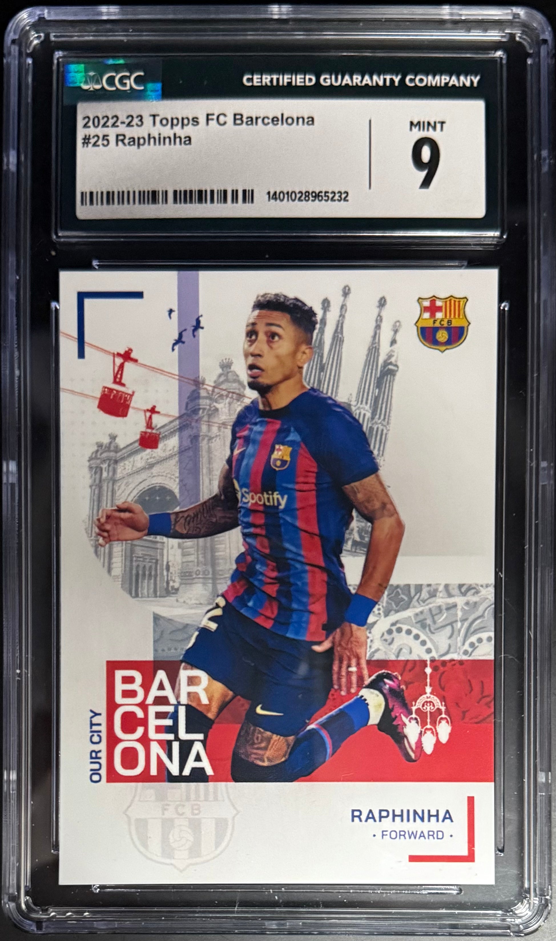 Raphinha FC Barcelona 2022-23 Topps Base Card #25 CGC 9 - Perfect for Soccer Collectors, Team Set Completion & Memorabilia Display