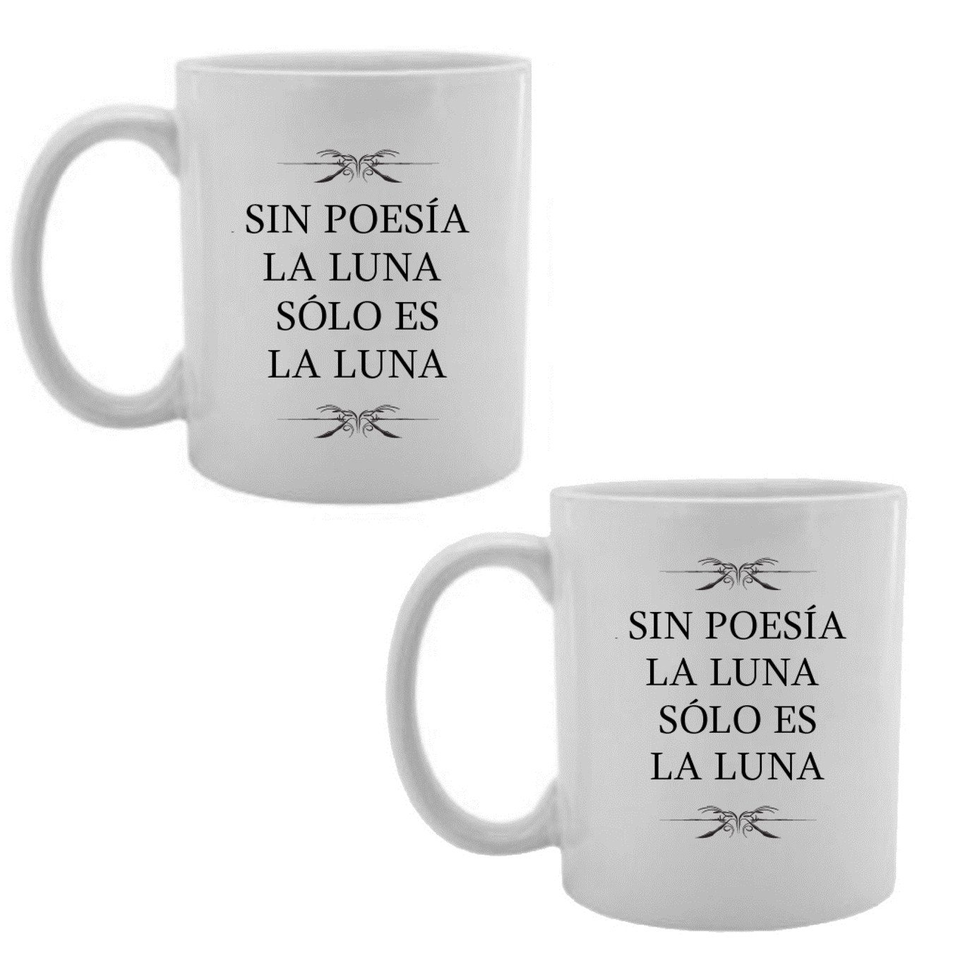 Sin Poesia La Luna ES Solo La Luna Spanish Coffee Mug - 15oz Large Ceramic Tea Cup for Hot Chocolate, Latte & Cappuccino - Perfect for Home, Office & Gifts (Set of 2 White Jumbo Mugs)