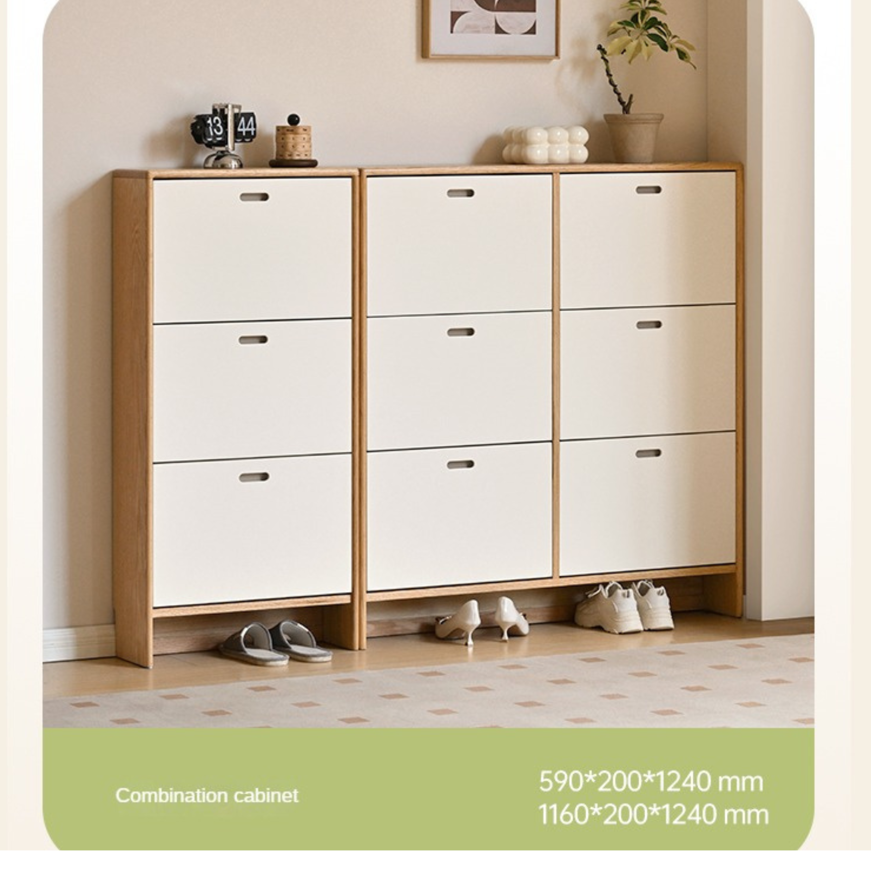 Birch Solid Wood Ultra Thin Shoe Cabinet - Space Saving Entryway Storage Organizer for Shoes, Boots & Accessories | Perfect for Small Apartments, Hallways & Closets