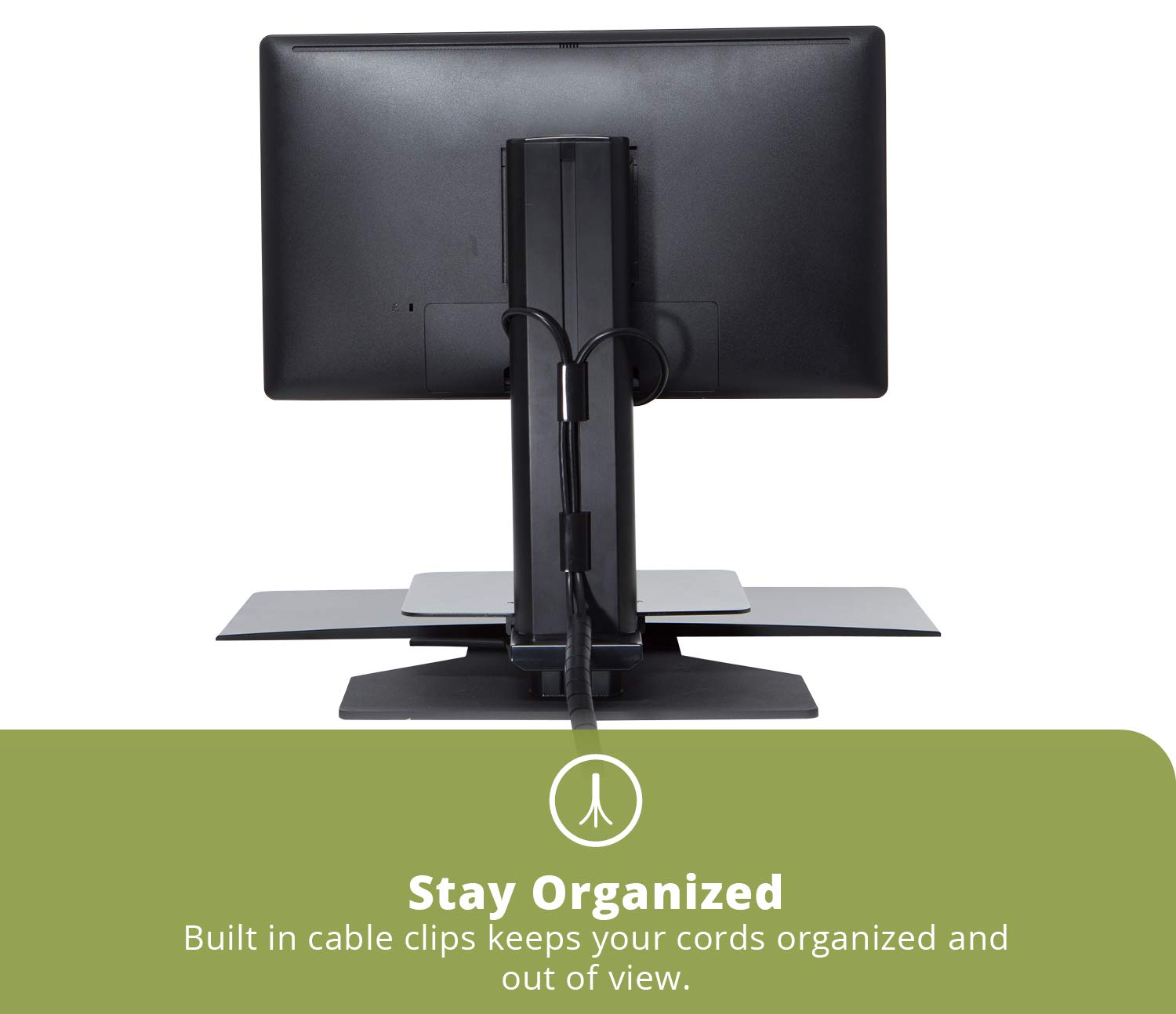 Adjustable Sit2Stand Standing Desk Converter - Single Monitor Mount in Black for Home & Office Workspace - Ergonomic Height Adjustable Workstation for Computer, Laptop & Monitor Use
