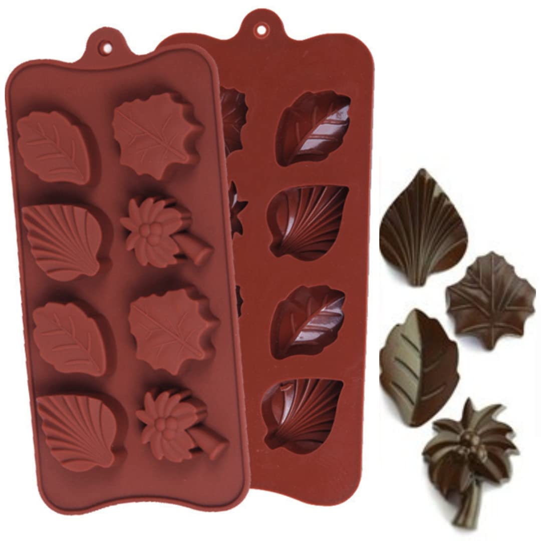 HUSAINI MART 8-Cavity Palm Leaf Tree Silicone Chocolate Mold for Baking - Cake Decorating, Cookies, Pastry, Candy Making - Reusable Non-Stick Bakeware for DIY Desserts & Party Treats (Multicolor, Pack of 1)