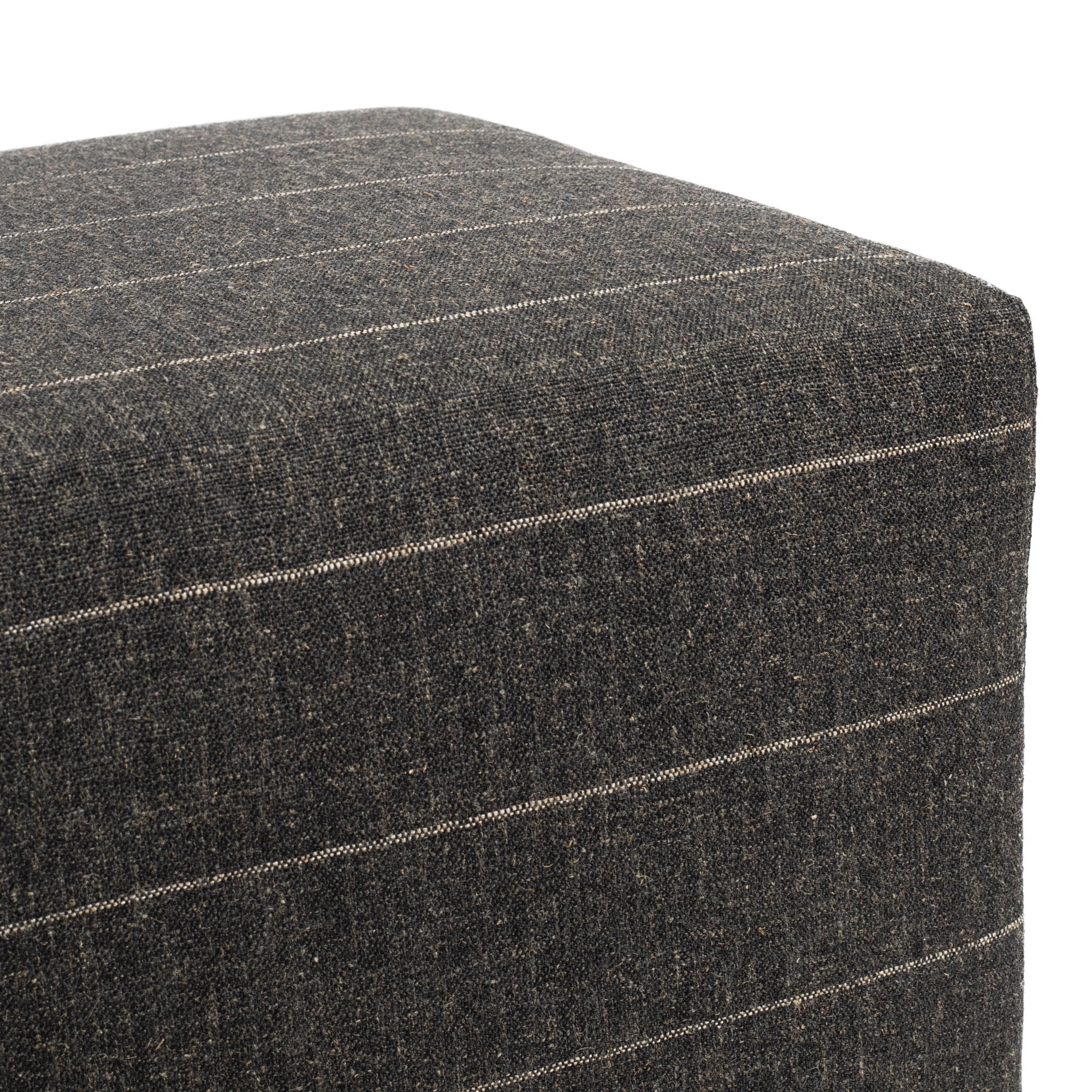 Dunrobin Stripe 16x16 Cube Ottoman in Sable Brown - Modern Storage Footrest for Living Room, Bedroom & Office