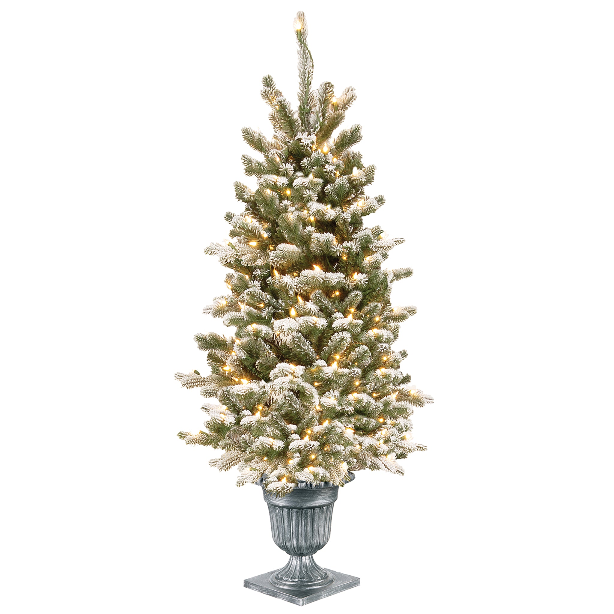4 ft. Pre-Lit Snowy Sheffield Artificial Christmas Tree with 200 Clear LED Lights - Perfect for Home, Office, and Holiday Decorations