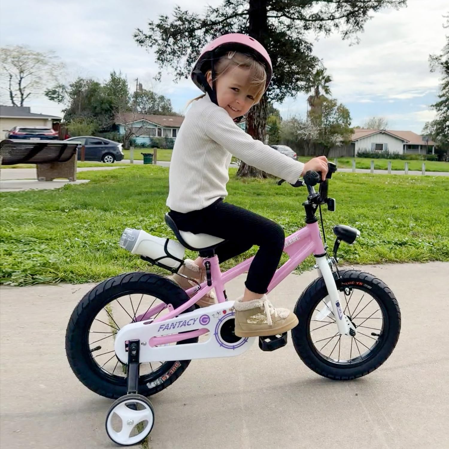 Fantasy 12 14 16 18 20 Inch Kids Bicycle for Boys & Girls Ages 2-14 Years - Adjustable Training Wheels, LED Headlight & Water Bottle Holder - Multiple Color Options - Perfect for Neighborhood Rides, Park Adventures & Learning to Ride