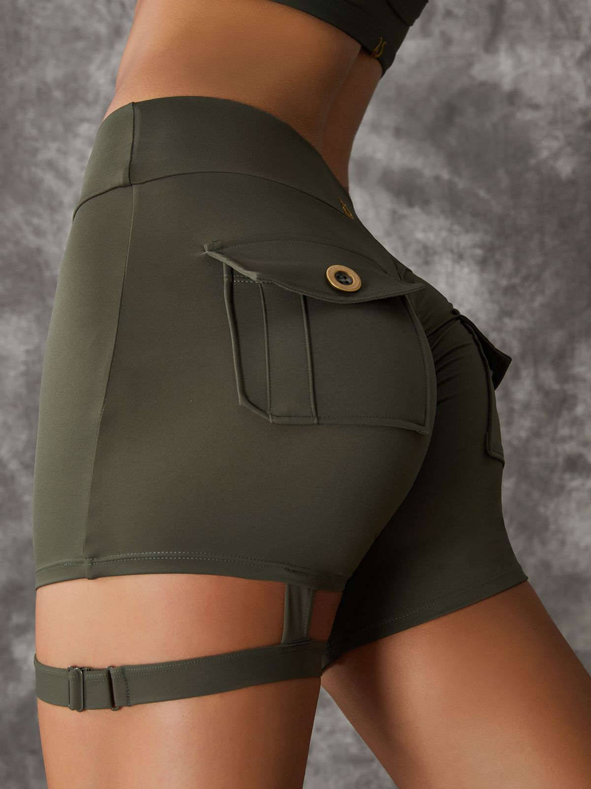 ZASUWA Women's High Waisted Workout Shorts - Sexy Cut Out Mesh Pocket Scrunch Butt Lifting Gym Shorts for Running, Yoga & Fitness