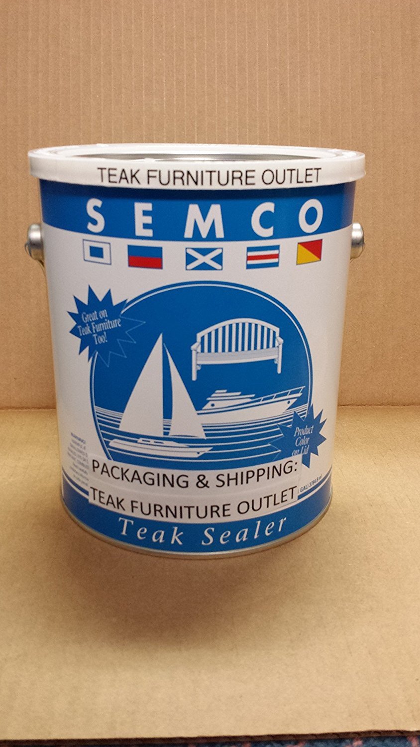 Semco Teak Wood Clear Finish Sealant Protector - 1 Gallon (Covers 200sqft) - Waterproof & UV Resistant for Outdoor Furniture, Decks & Boats - Packaged by FurnitureOutlet