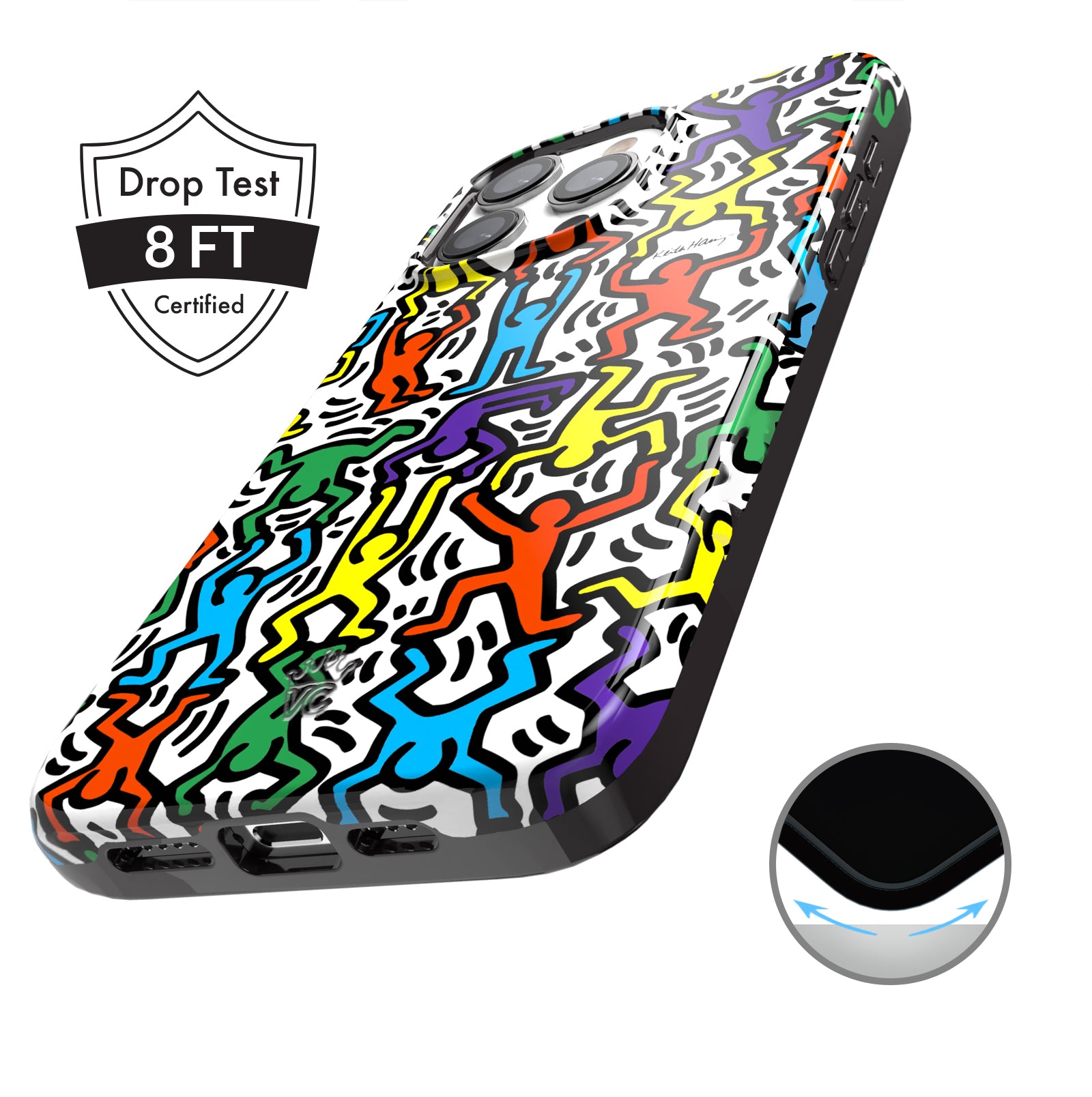 Keith Haring Rainbow Dancers iPhone Case - Artistic Protective Cover for iPhone 11/12/13/14/15 Pro Max - Vibrant Pop Art Design - Perfect for Fans, Artists & Trendy Accessories Lovers