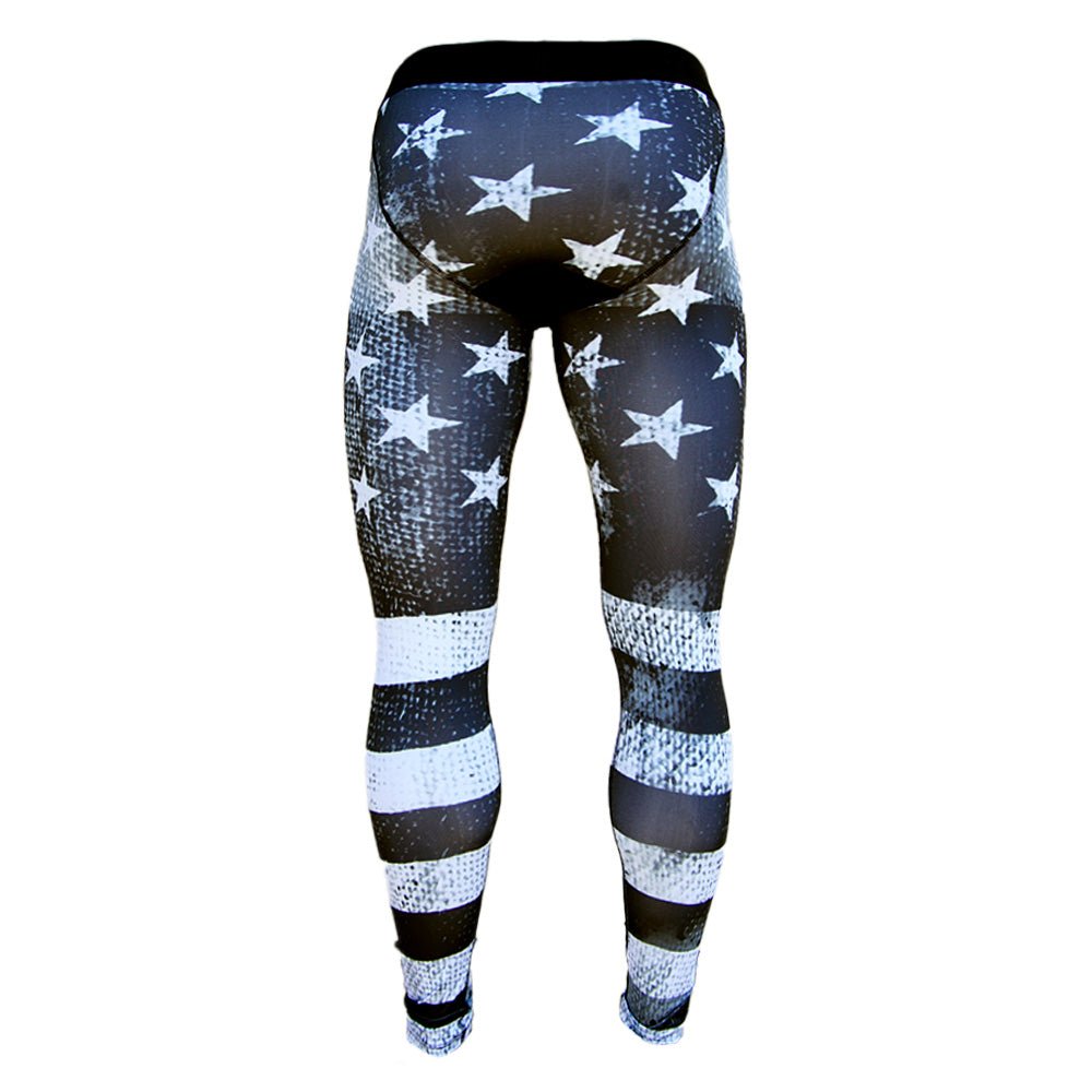 Shadow Old Glory Compression Tights for Men & Women - High Performance Athletic Leggings for Running, Workouts & Recovery - USA Flag Design
