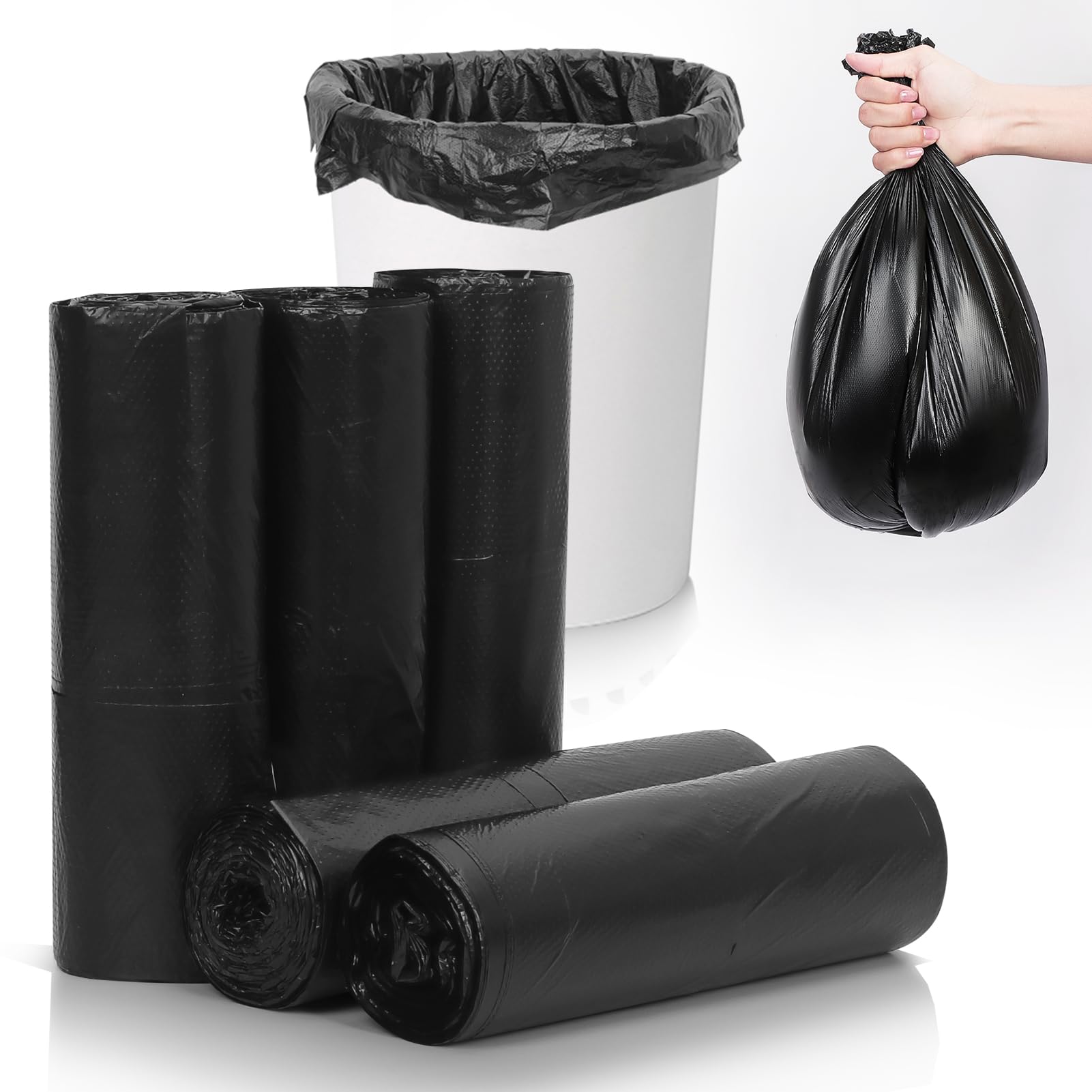 Classycoo Extra Thick Leak Proof Trash Bags - 100 Count 8 Gallon Heavy Duty Garbage Bags for Home & Office Waste Bins | Perfect for Kitchen, Bathroom & Office Waste Disposal (Black)