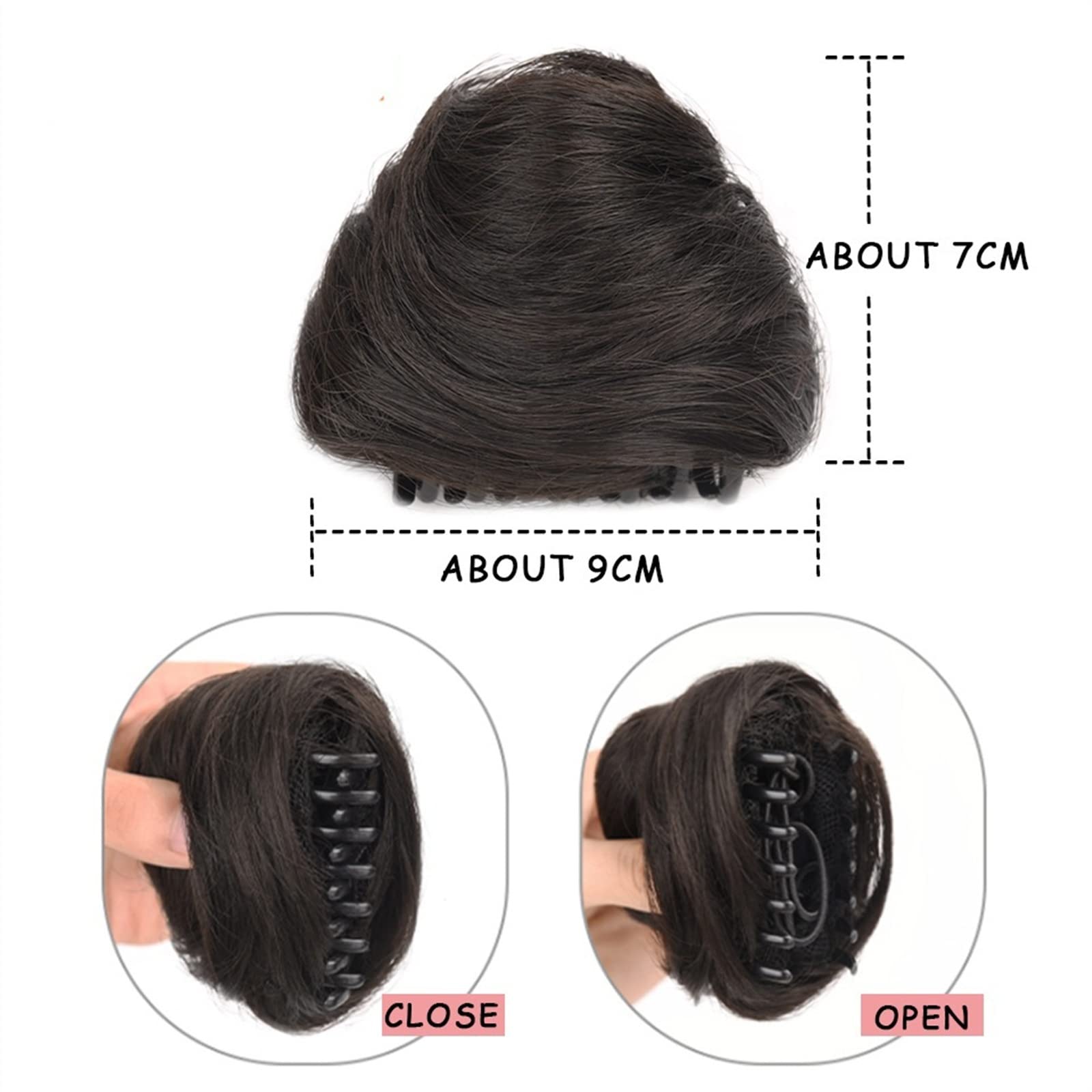 2 PCS Mini Claw Clip Messy Hair Bun Extensions - Cat Ears Hair Donut Chignon Synthetic Hair Pieces for Women & Girls (Brown Black) | Perfect for Parties, Cosplay & Everyday Hairstyles