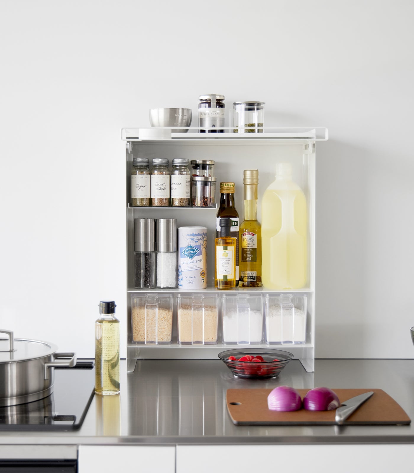 Hidden Spice Rack Organizer - Stainless Steel Spice Storage for Kitchen Cabinet & Countertop - Perfect for Small Spaces & Home Organization