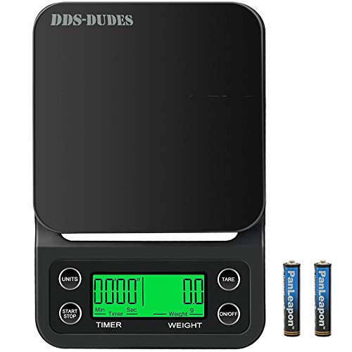 Premium DDS-DUDES Digital Coffee Scale with Timer - 3kg Capacity, 0.1g Precision, Portable Electronic Kitchen Scale with LCD Display - Perfect for Pour Over Coffee, Espresso Brewing & Baking Measurements