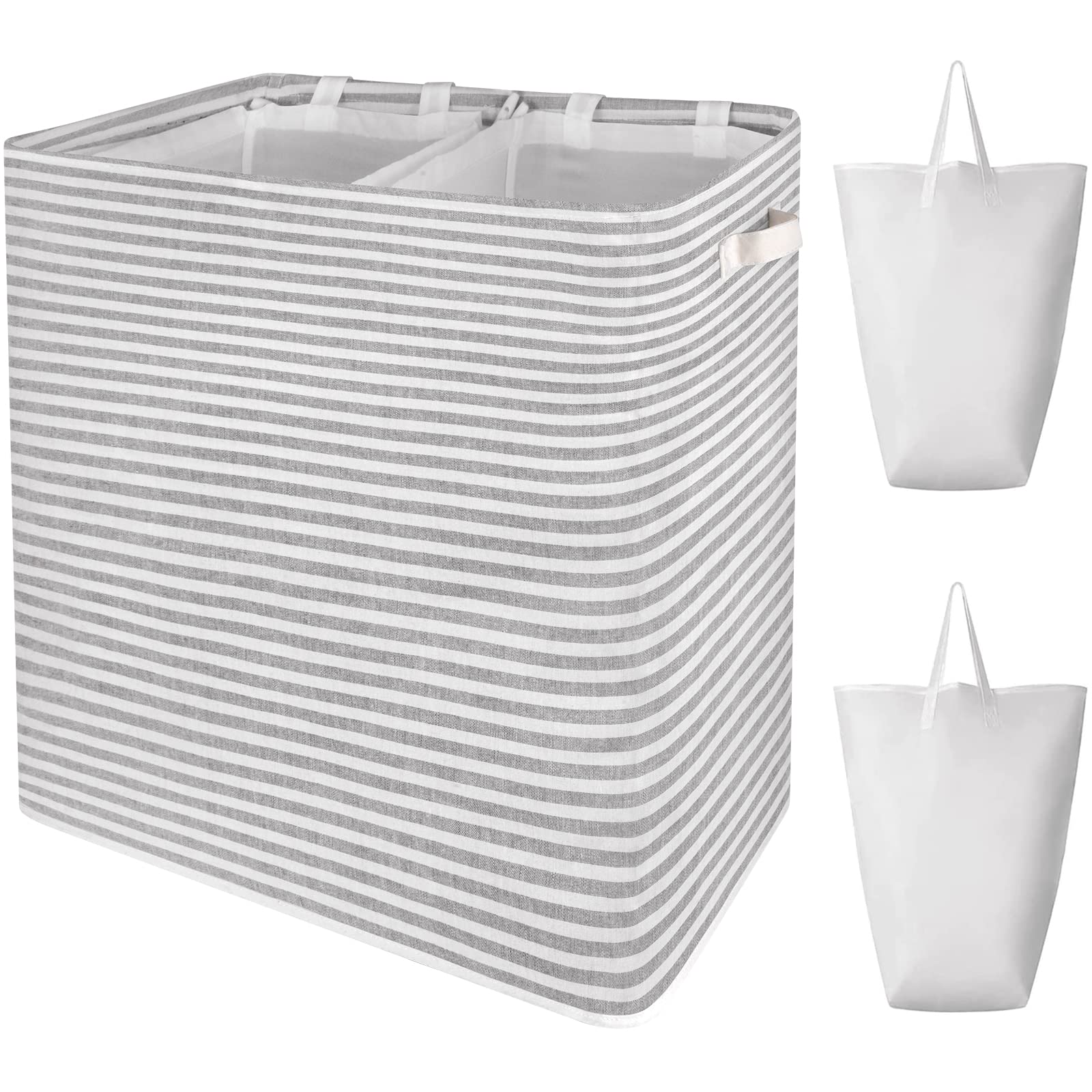 Dalykate 120L Collapsible Laundry Basket with 2 Removable Waterproof Laundry Bags - Freestanding Clothes Hamper with Handles for College Dorm, Home & Apartment - Perfect for Laundry Room, Bedroom & Bathroom Organization