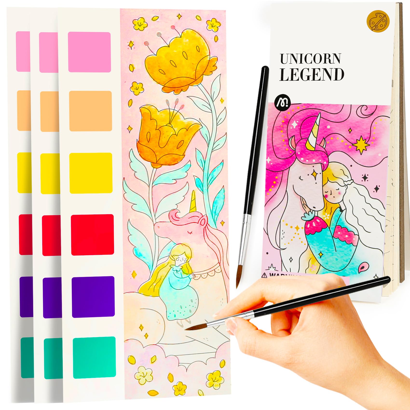 Watercolor Coloring Books for Kids Ages 4-12 | Travel Pocket Watercolor Paint Set | Art & Craft Gift for Toddlers Birthday Party, Easter Basket, Thank You & Exchange | Perfect for Home, School & Travel Activities