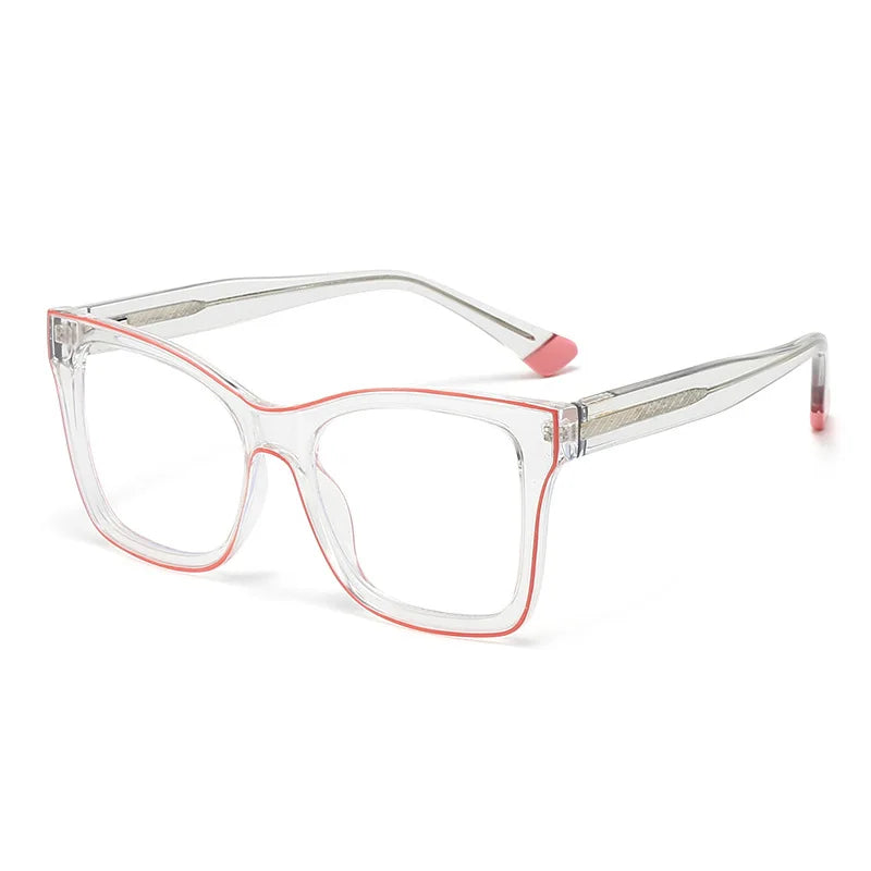 CCspace Women's Full Rim Square Cat Eye Polycarbonate Eyeglasses Frame - Lightweight & Durable for Work, Reading & Fashion (Style 301337)