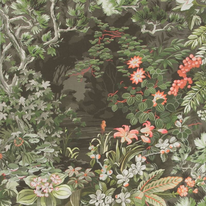Cole & Son Woodland Coral Olive Char Print Wallpaper - Premium Peel & Stick Wallpaper for Living Room, Bedroom, Home Decor