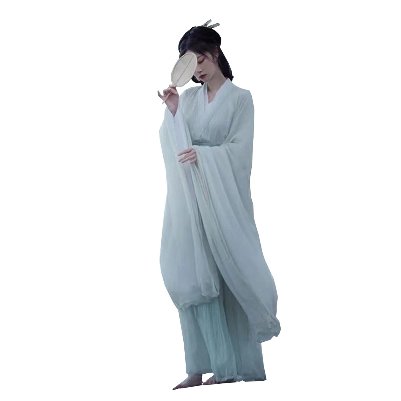 Elegant Hanfu Dress for Women - Traditional Chinese Ancient Costume with Wide Sleeves and Flowy Skirt | Oriental Style Fairy Clothing (Light Green, Large) | Perfect for Cosplay, Tea Ceremonies, and Cultural Events