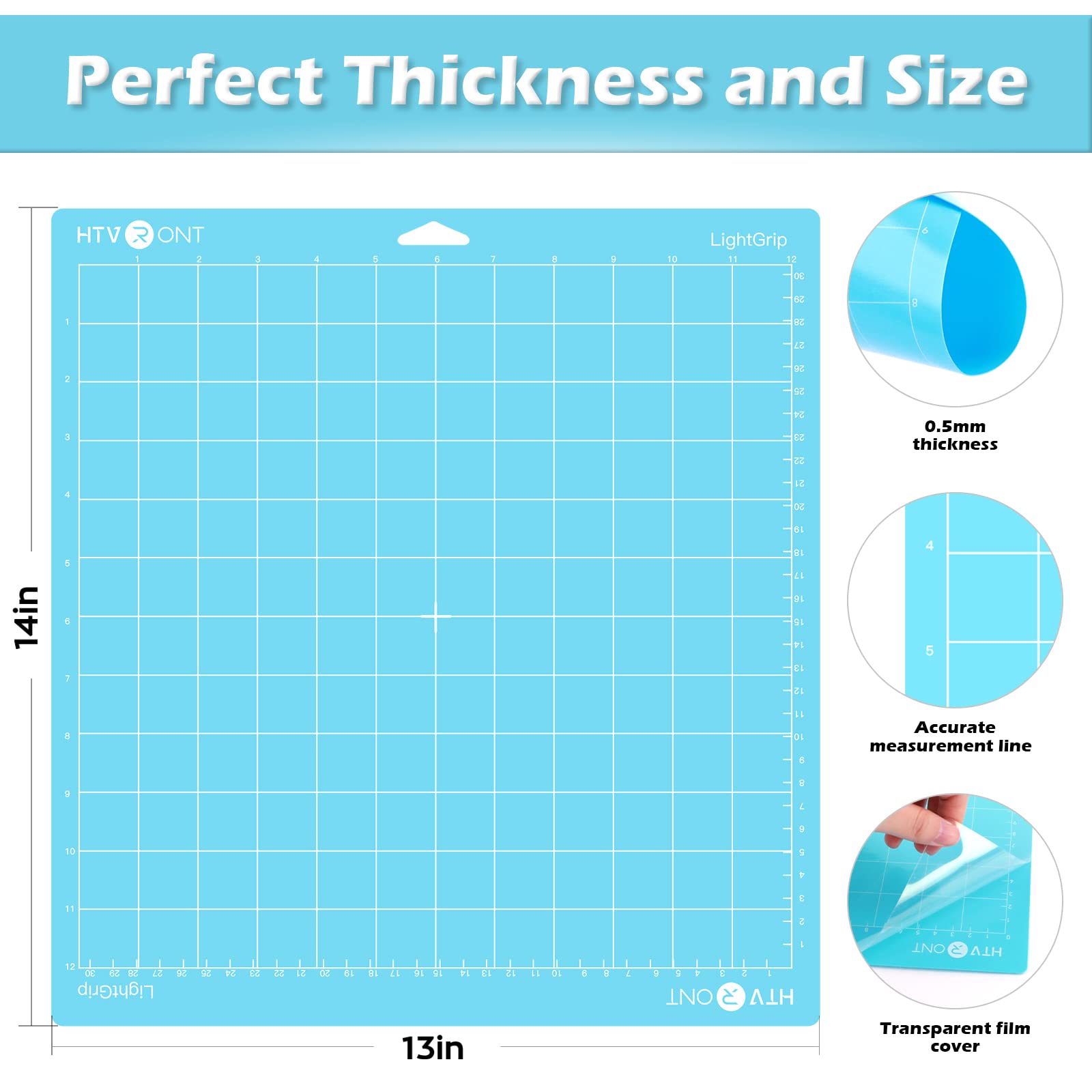 HTVRONT 12x12 Light Grip Cutting Mats 2 Pack - Compatible with Cricut Maker, Maker 3, Explore 3, Air, Air 2 & One - Low-Tack Blue Replacement Mats for Vinyl, Paper & Cardstock - Perfect for DIY Crafts, Scrapbooking & Home Decor Projects