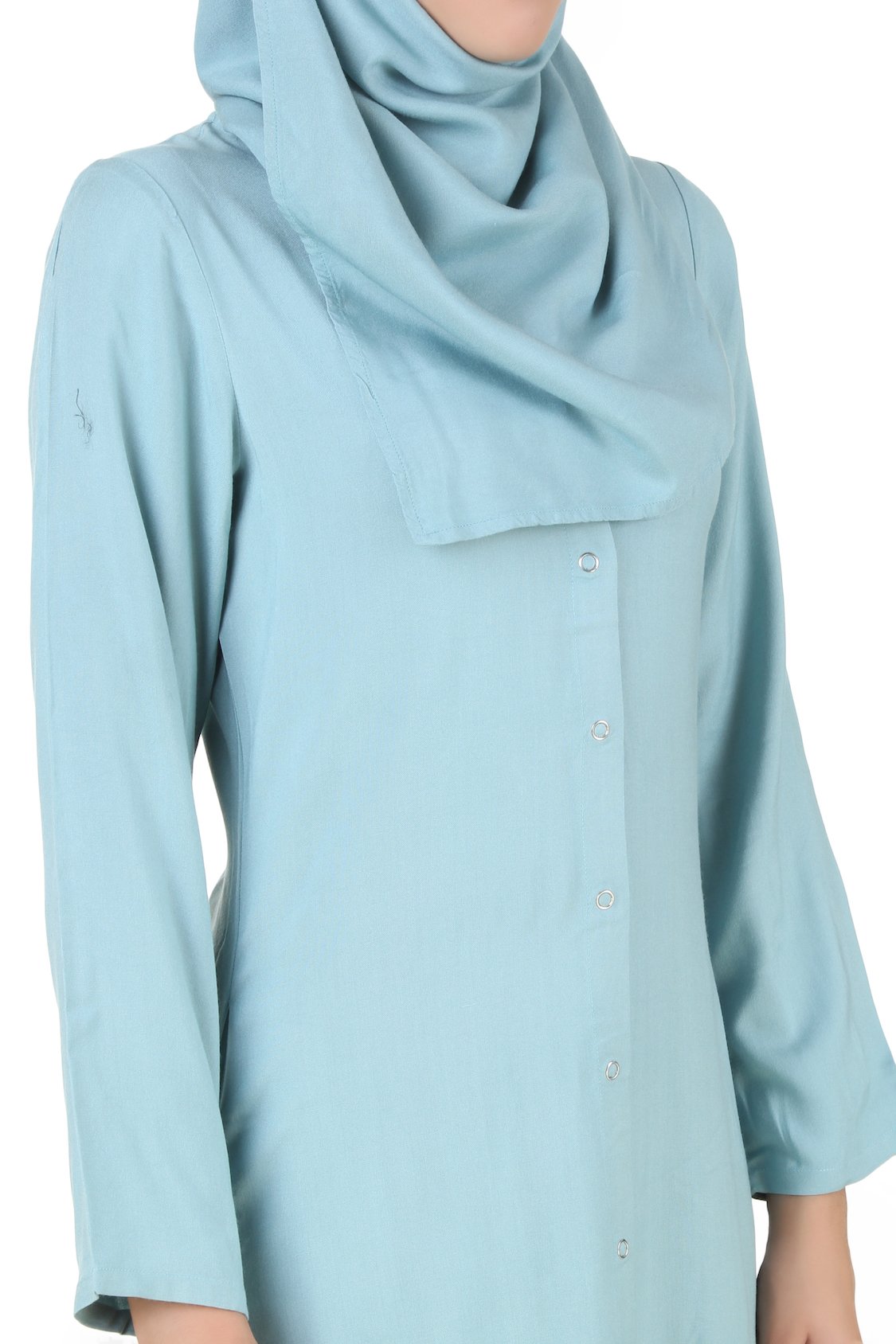 Elegant Sky Blue Rayon Abaya for Women - Modest Islamic Prayer Dress - Perfect for Mosque, Eid, and Special Occasions