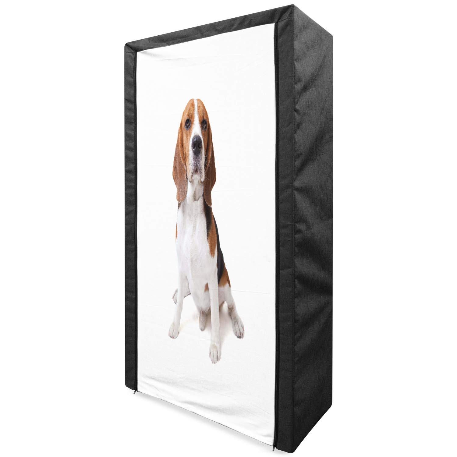 Ambesonne Portable Fabric Wardrobe with Shelves - Beagle Dog Design, 33.5