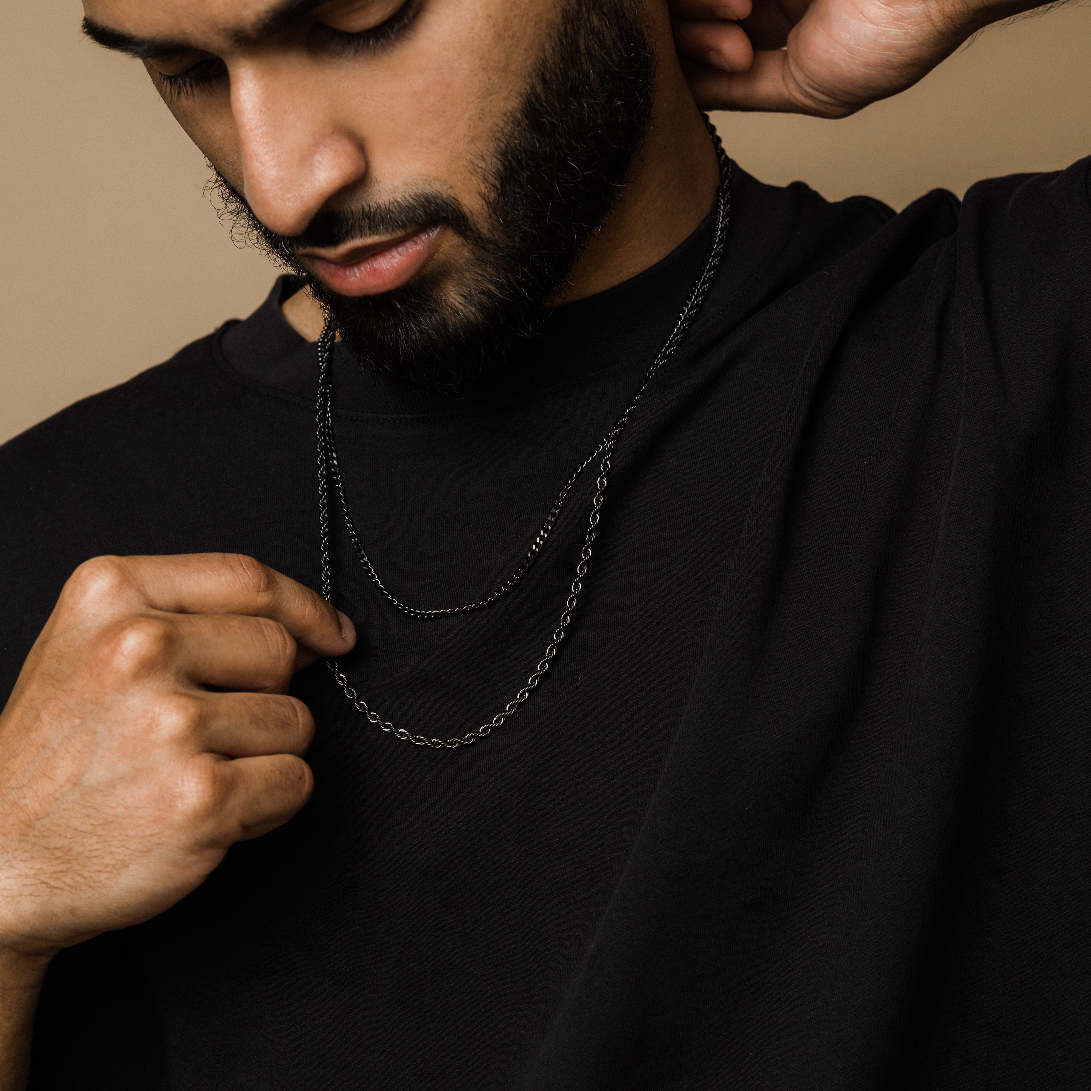 Men's Curb Chain & Rope Chain Stackable Bracelet Set - Stylish Layered Jewelry for Casual & Formal Wear