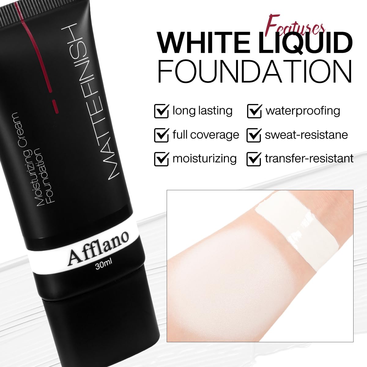 White Full Coverage Color Changing Liquid Foundation - Waterproof, Long-Lasting Goth & Clown Makeup for Cosplay, Halloween & Dramatic Looks | Creamy Formula for Daily Wear & Special Occasions