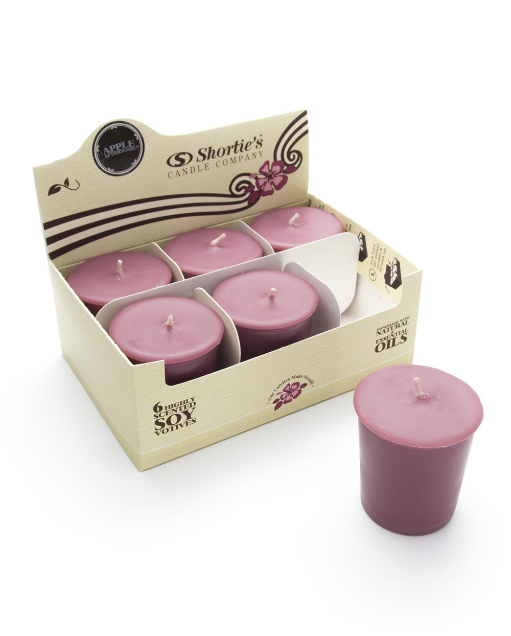 Apple Afternoon Scented Soy Votive Candles - Natural Fragrance Oil, 6-Pack Dark Red Votive Candle Refills - Fruit & Berry Collection for Home Decor, Relaxation & Aromatherapy