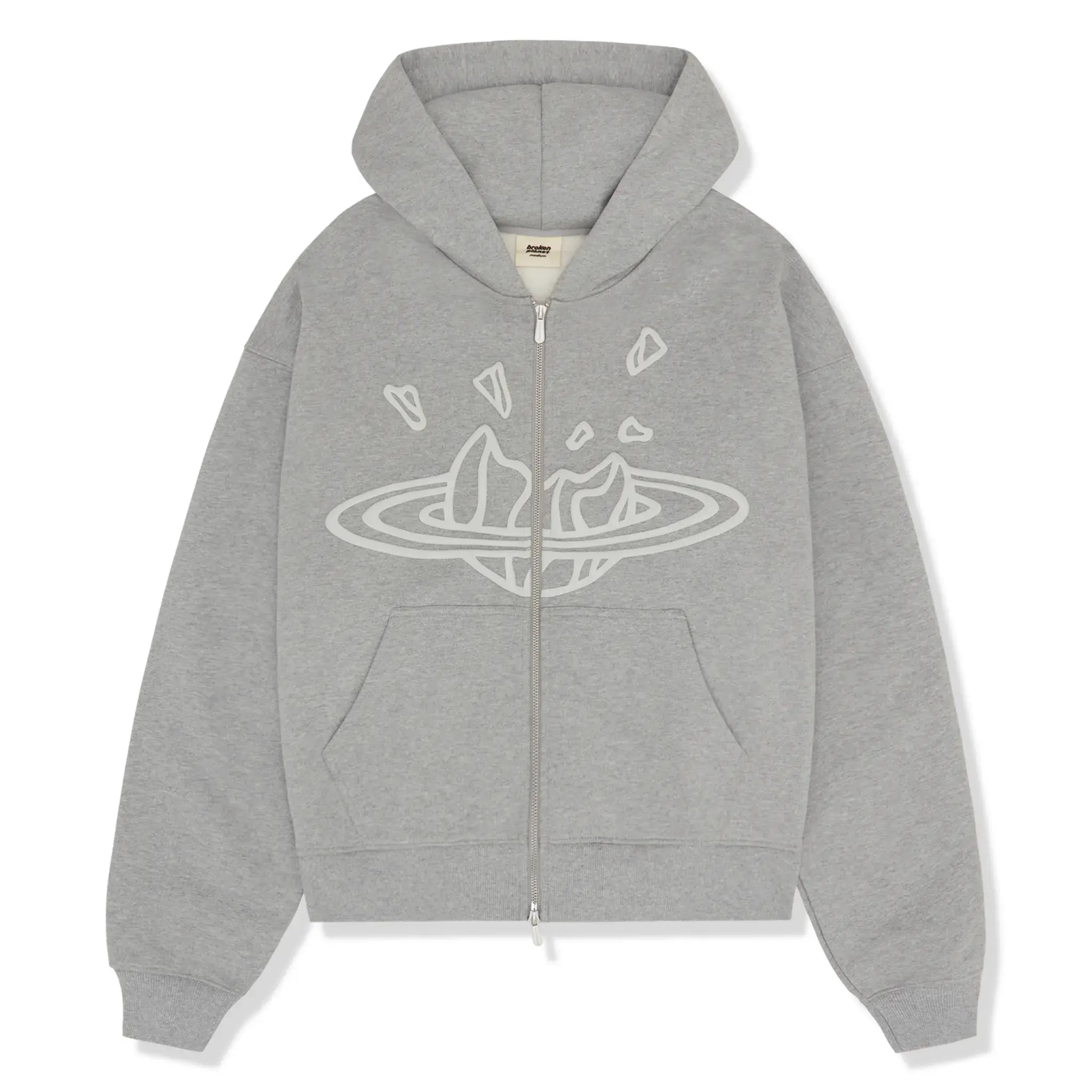 Broken Planet Outer Space Zip Up Hoodie - Heather Grey | Trendy Streetwear for Men & Women | Perfect for Casual Outfits, Gym & Outdoor Activities