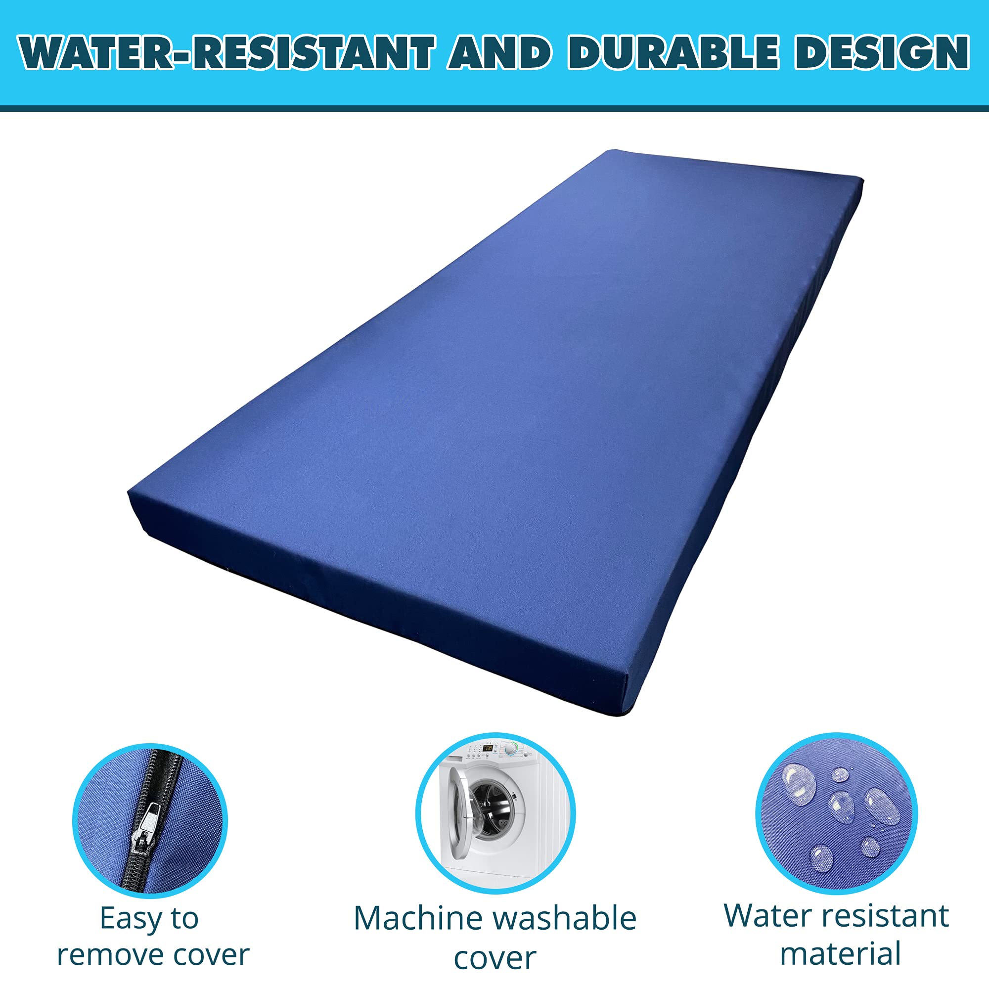 Foamma HD RV Bunk Water Resistant Mattress - Comfortable & Durable Camper Bed for Travel Trailers, Motorhomes - Perfect for Road Trips & Camping Adventures