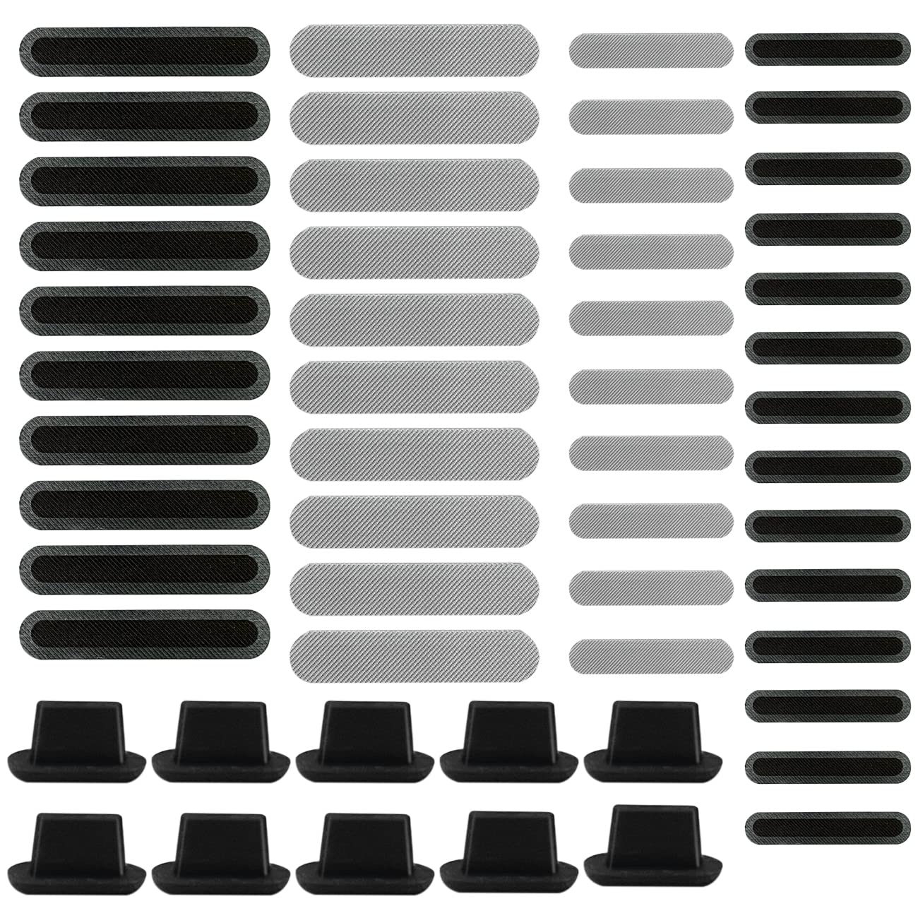 44 Pack Speaker Dustproof Stickers & 10 Silicone Anti-Dust Plugs - Mesh Speaker Protector for iPhone 16/15/14/13/12 Pro (2 Sizes, 2 Colors) - Perfect for Home, Office & Travel Use