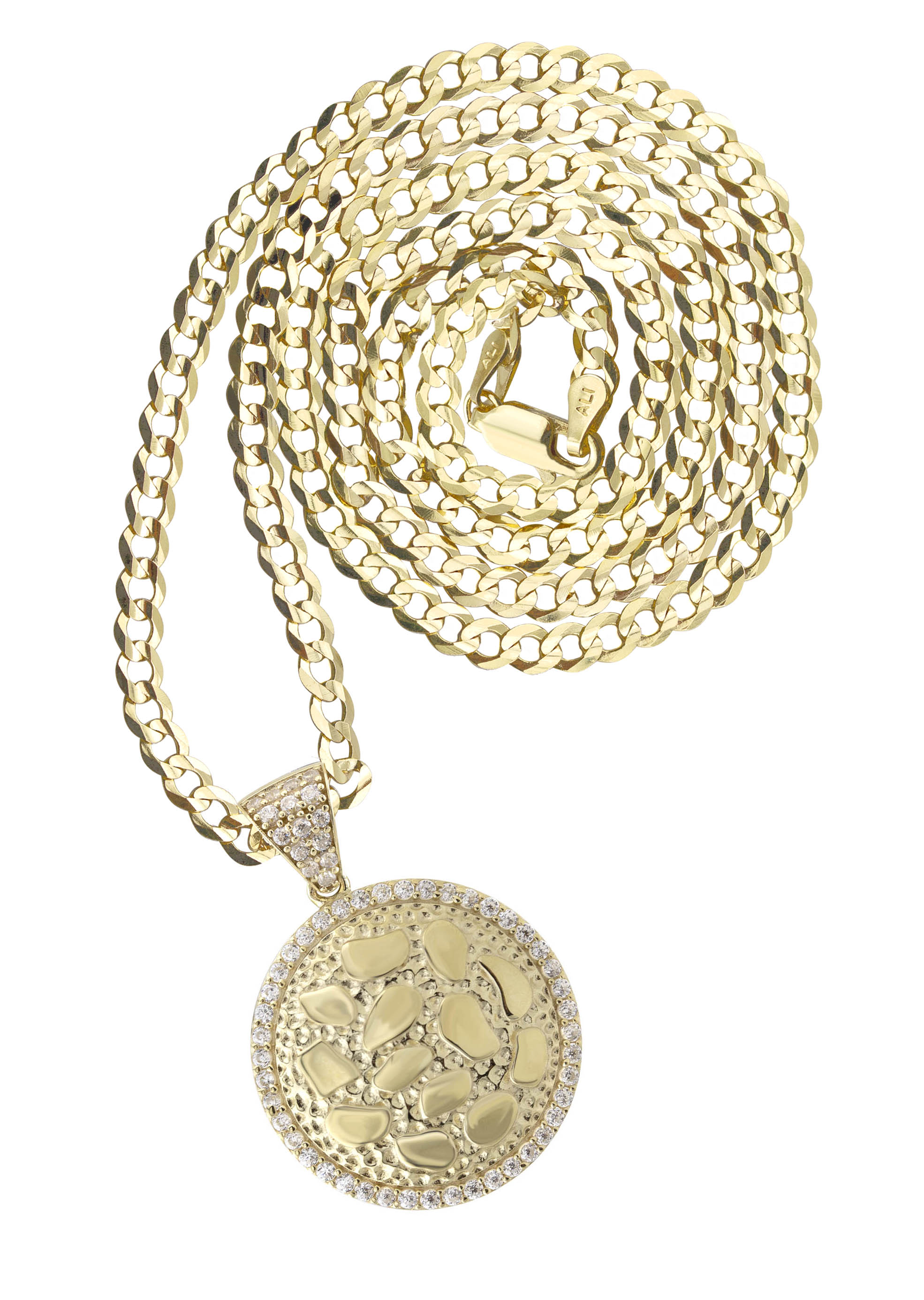 10K Yellow Gold Round Nugget Necklace - 3 Grams Solid Gold Pendant Chain for Women | Perfect for Everyday Wear, Gifts & Special Occasions