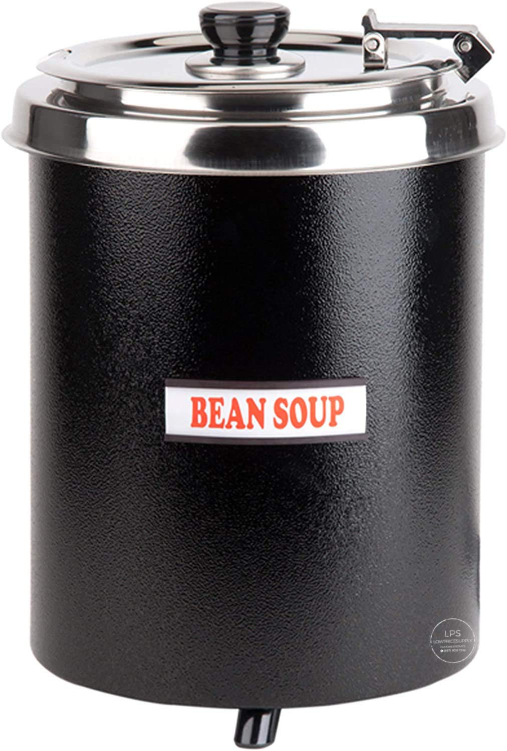6 Qt. Round Black Countertop Commercial Soup Kettle Warmer - 110V, 300W Electric Buffet Food Warmer for Restaurants, Catering & Home Use