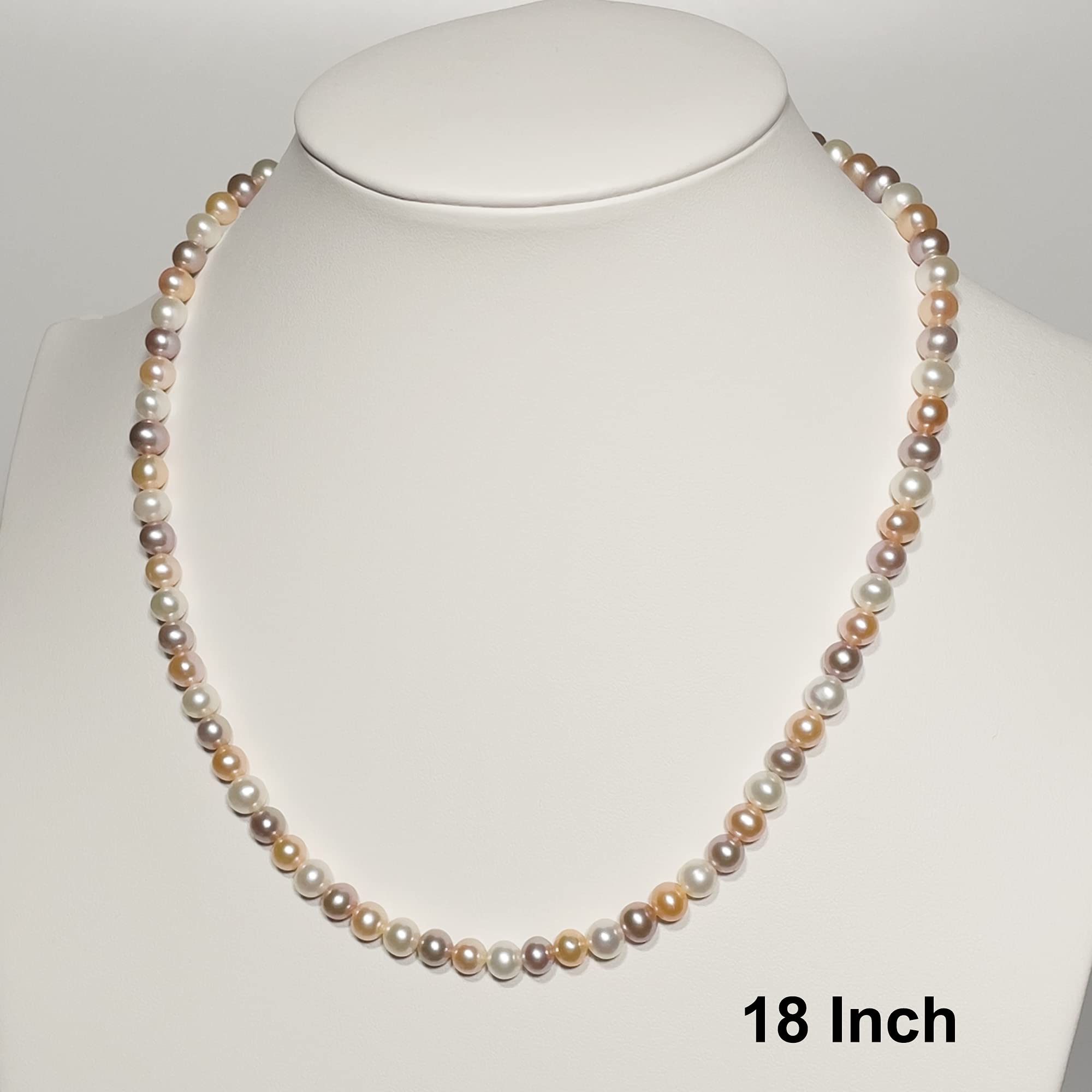 AA Quality 5-10mm Multicolor Freshwater Cultured Pearl Necklace for Women | 16-22 Inch Sterling Silver Clasp | Elegant Jewelry Gift for Wedding, Anniversary & Special Occasions