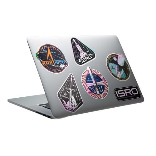 A47 (Ascend Forty Seven) Reusable ISRO Holographic Stickers - Pack of 6 | Space-Themed Decals for Laptops, Water Bottles & Notebooks | NASA-Inspired Collectible Stickers for Kids & Adults