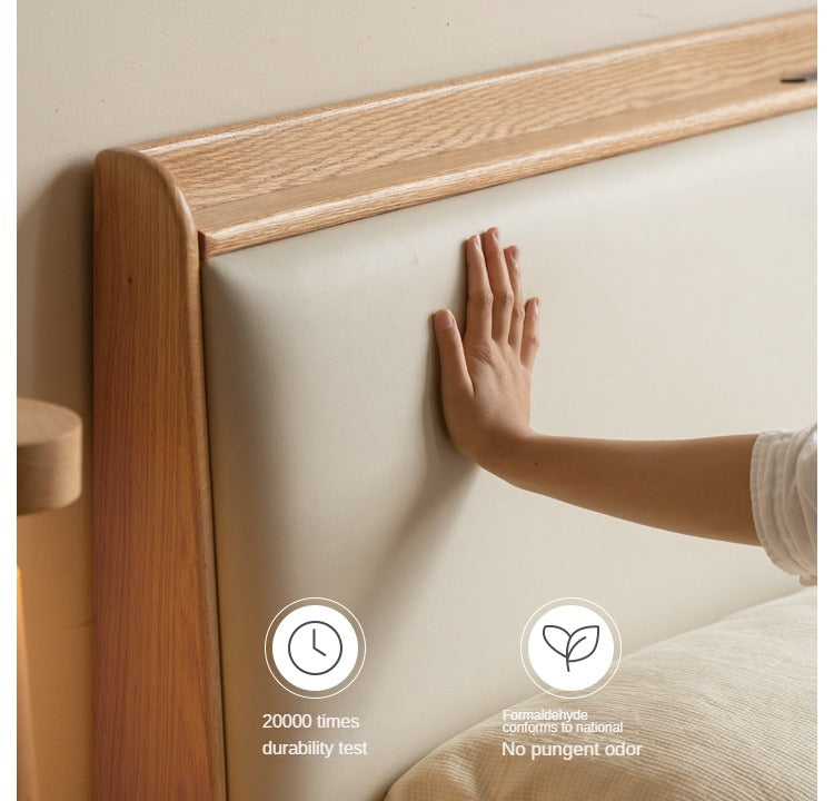 Solid Oak Wood Modern Minimalist Bed Frame - Durable & Stylish for Bedroom, Guest Room, or Studio Apartment