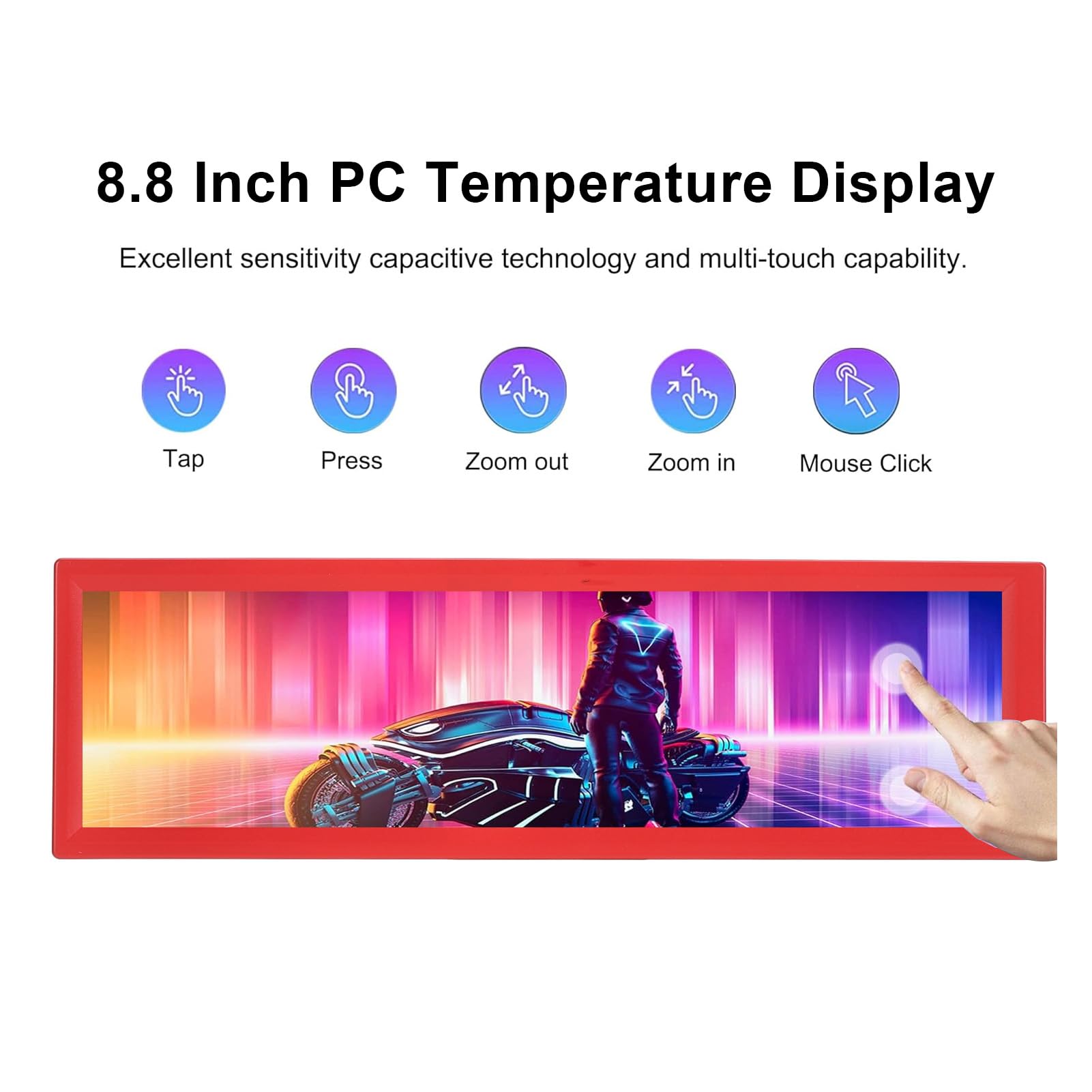 Garsent 8.8 Inch PC Temperature Monitor with Dynamic Themes - 360° Auto Rotation, 178° Viewing Angle, Mini Secondary Display for Gaming & Workstation (Red) | Perfect for PC Builds, Streaming Setups & Office Desktops