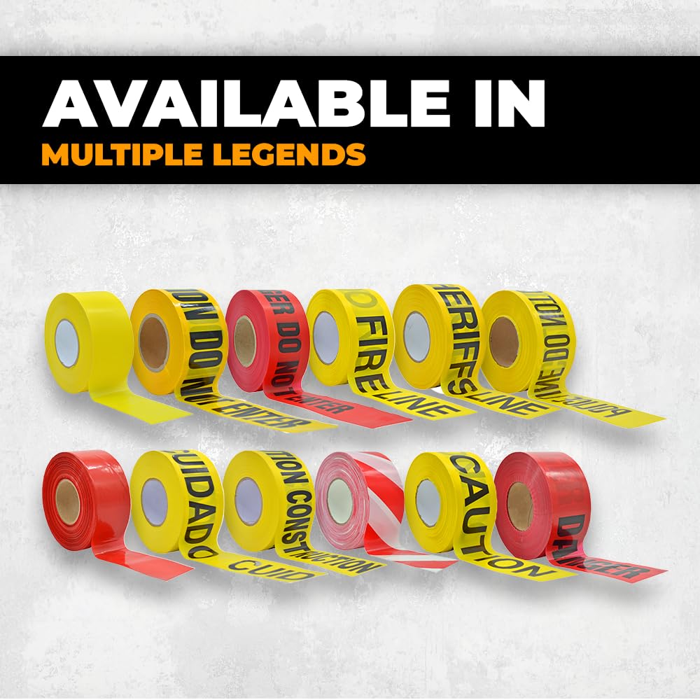 WOD BRC-BWLB High Visibility Barricade Caution Tape - 6 Inch x 1000 Feet, Bright Blue with Bold Black 'CAUTION BURIED WATER LINE BELOW' Text - Heavy Duty Non-Adhesive Safety Tape for Construction Sites, Utility Work & Hazard Marking