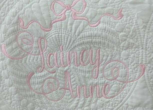 Personalized Baby Quilt with Embroidered Name & Bow - Custom First & Middle Name Heirloom Blanket for Crib, Nursery Decor & Newborn Gift - Perfect for Christening, Baby Showers & Family Keepsakes