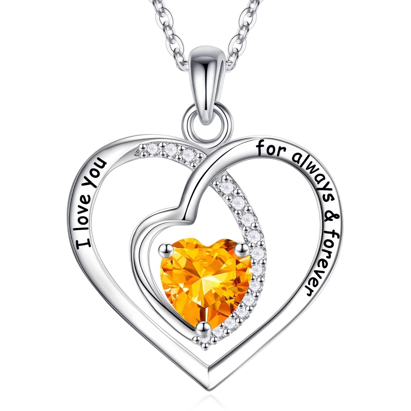 Infinity Love Heart Birthstone Necklace for Women - S925 Sterling Silver Pendant with Birthstone | Valentine's Day, Mother's Day, Anniversary, Christmas & Birthday Gift for Mom, Daughter, Sister, Grandma | Perfect for Everyday Wear, Date Nights & Special Occasions