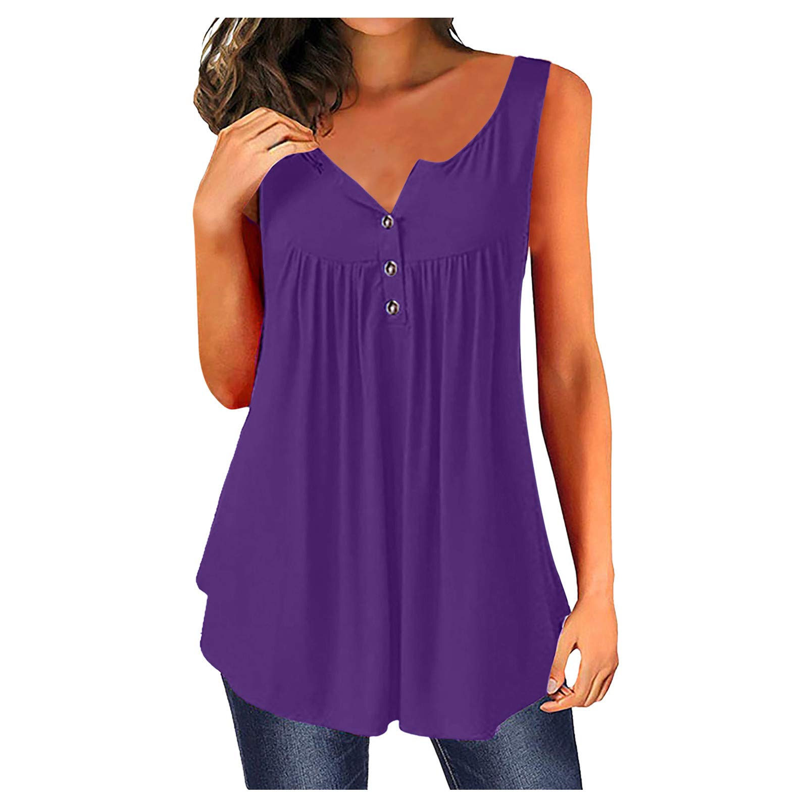 Women's Plus Size Casual Summer Sleeveless Tie Dye Tank Tops - Loose Fit Comfortable Blouse for Beach, Vacation & Everyday Wear