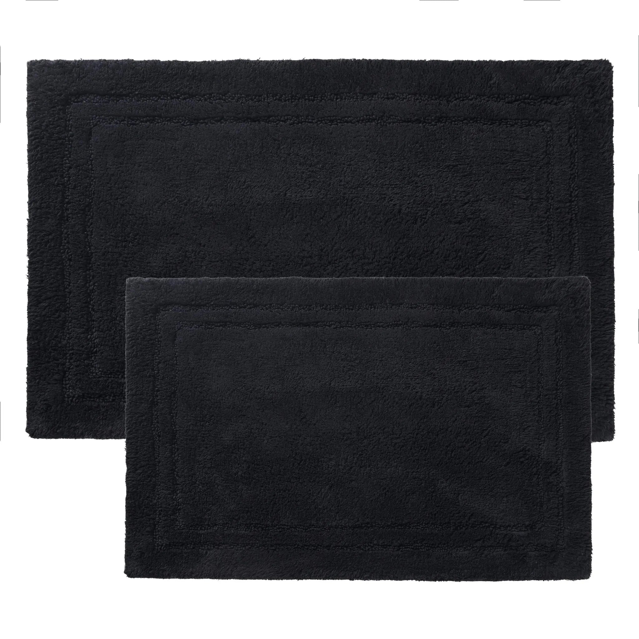 Non-Slip Cotton Bathroom Rug Set - 2 Piece Washable Absorbent Bath Mat with Anti-Skid Backing for Bathroom, Shower & Vanity Area