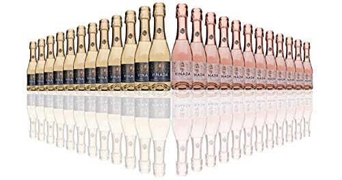 VINADA Non Alcoholic Wine Gift Set - Sparkling Rosé & Crispy Chardonnay Variety Pack (24 x 200ml Glass Bottles) | Alcohol-Free Beverage for Parties, Weddings & Special Occasions