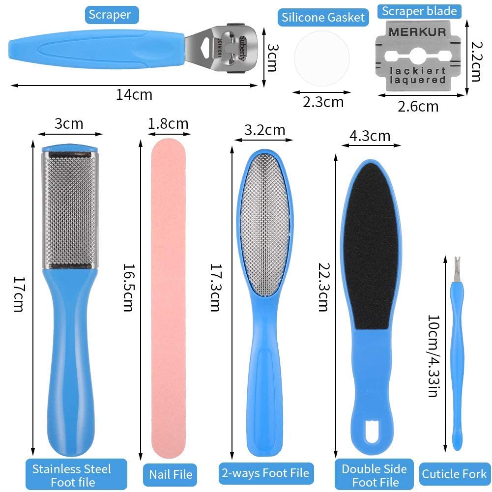 KAYI 8-in-1 Professional Pedicure Kit for Soft Feet - Callus Remover, Foot File, Nail Repair Tools & Foot Scrubber for Dead Skin Removal - Perfect for Home Spa, Salon Care & DIY Nail Maintenance