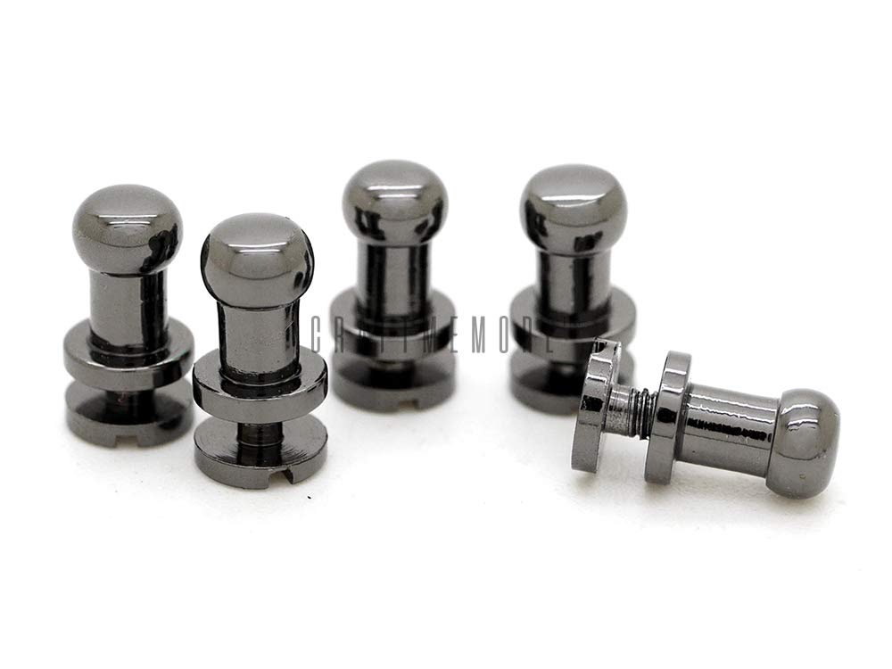 Solid Brass Ball Head Stud Screw Back Black Nipple Rivet Studs - 10 Pack (Gunmetal, 4mm) for Leathercraft, Belts, Straps & DIY Projects - Durable Button Strap Stopper for Fashion Accessories & Handmade Crafts