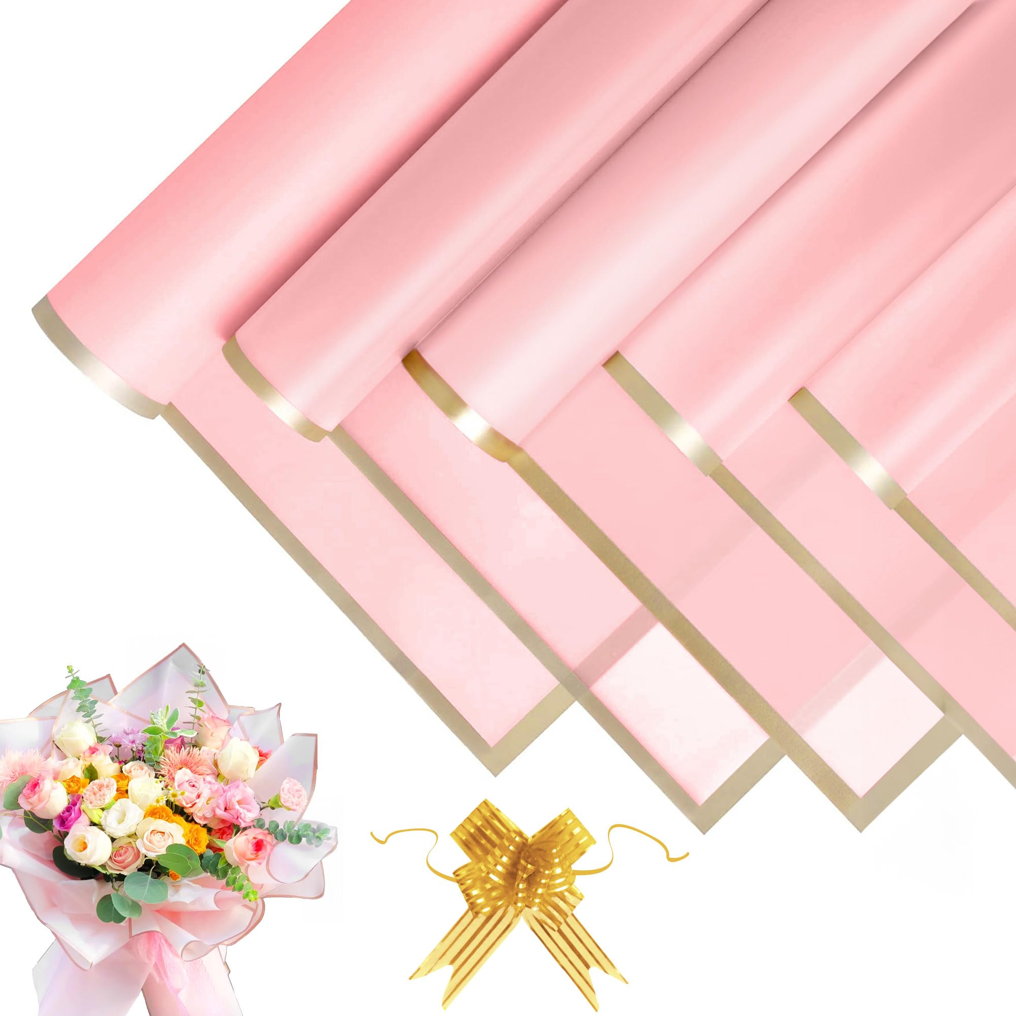 JOYIT 20 Sheets Pink Flower Wrapping Paper - 22.8