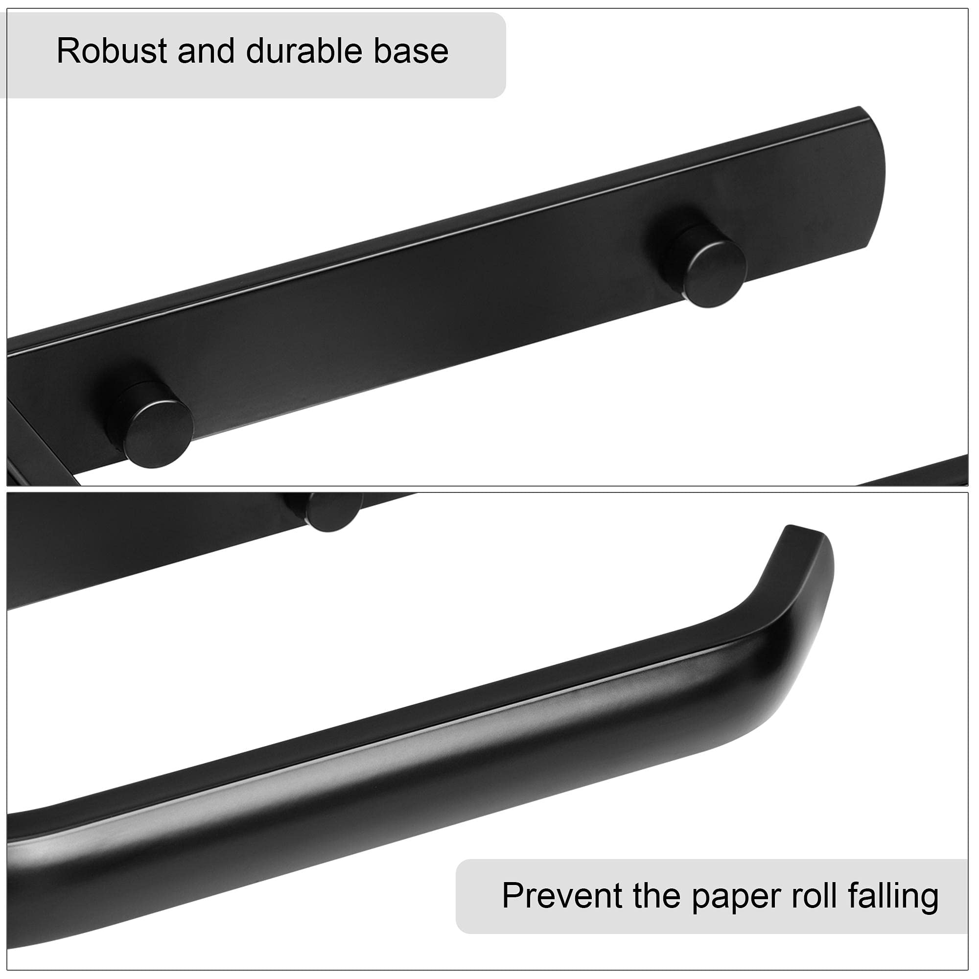 uxcell Wall Mounted Toilet Paper Holder - Aluminum Alloy Bathroom Tissue Dispenser with Waterproof Matte Black Finish for Home, Kitchen & Office Use