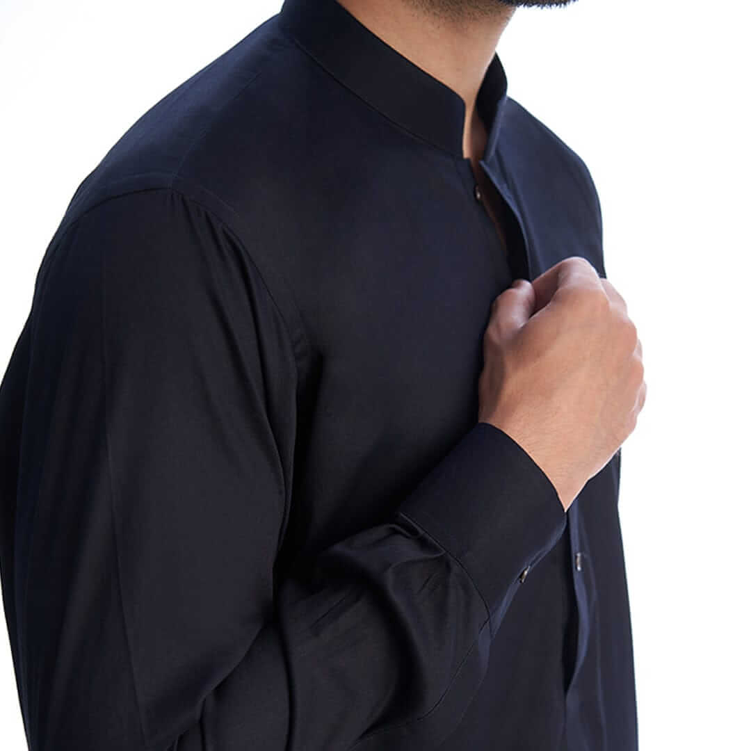Stylish Black Kurta & Drawstring Pants Set for Men - Comfortable Eid Outfit | Perfect for Festivals, Weddings & Special Occasions