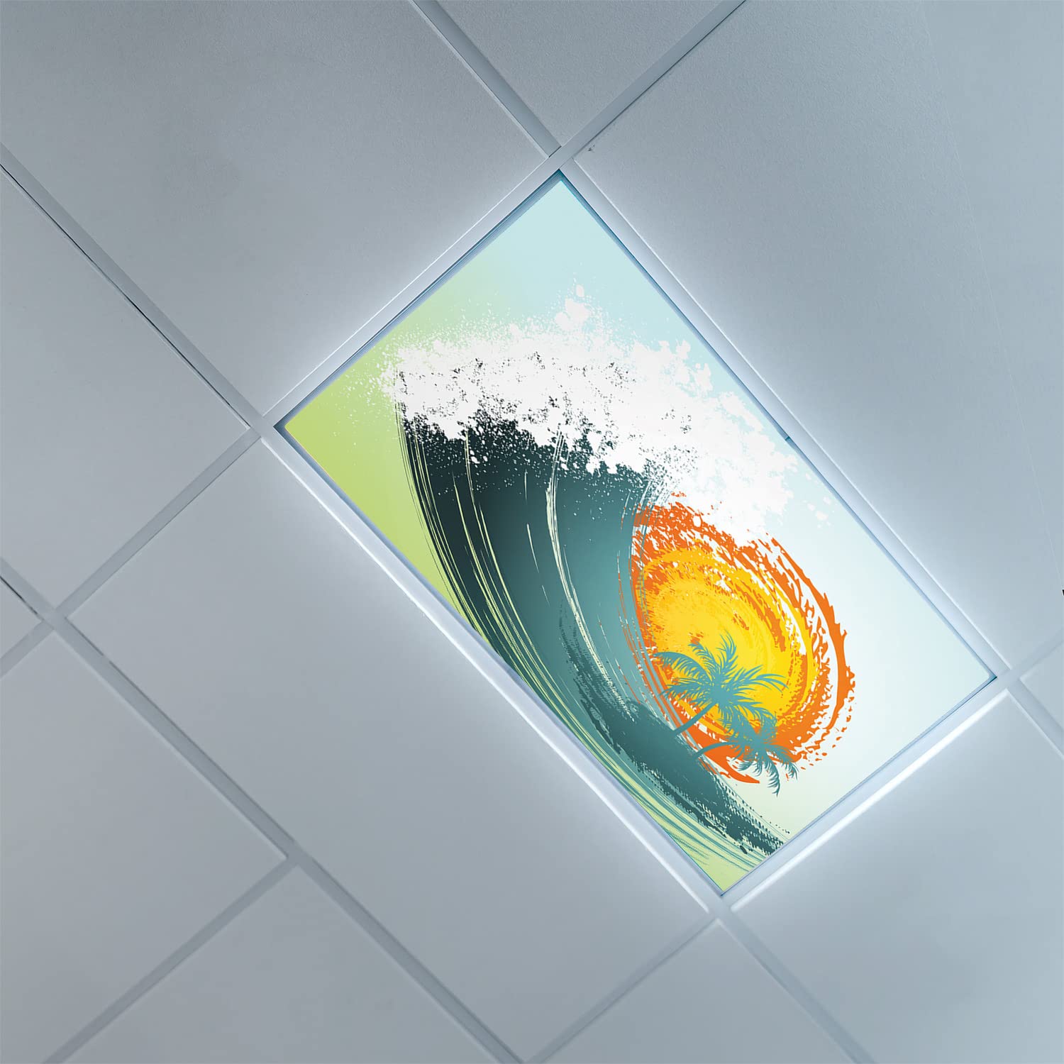 2ft x 4ft Tropical Pattern Fluorescent Light Covers - Decorative Ceiling Light Diffuser Panels for Classroom & Office - Multi-Color Drop Ceiling Lighting Covers | Perfect for Schools, Offices, and Commercial Spaces